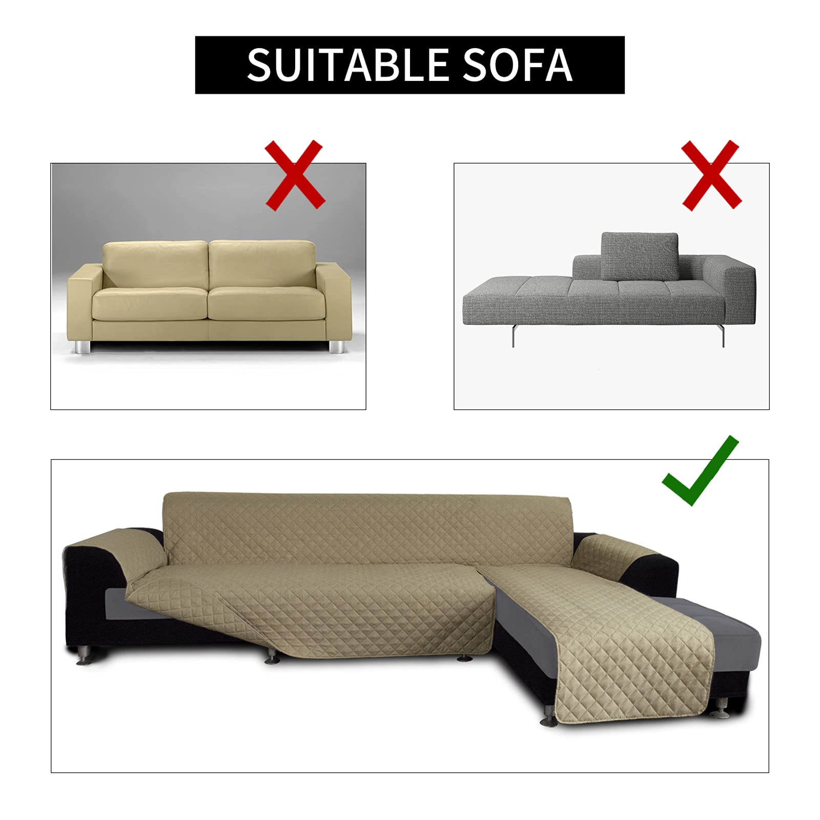 Reversible L Shape Sectional Couch Cover