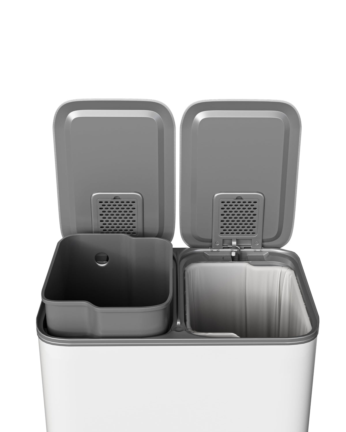 2 x 8 gal Stainless Steel Double Trash Can with Lid for Kitchen