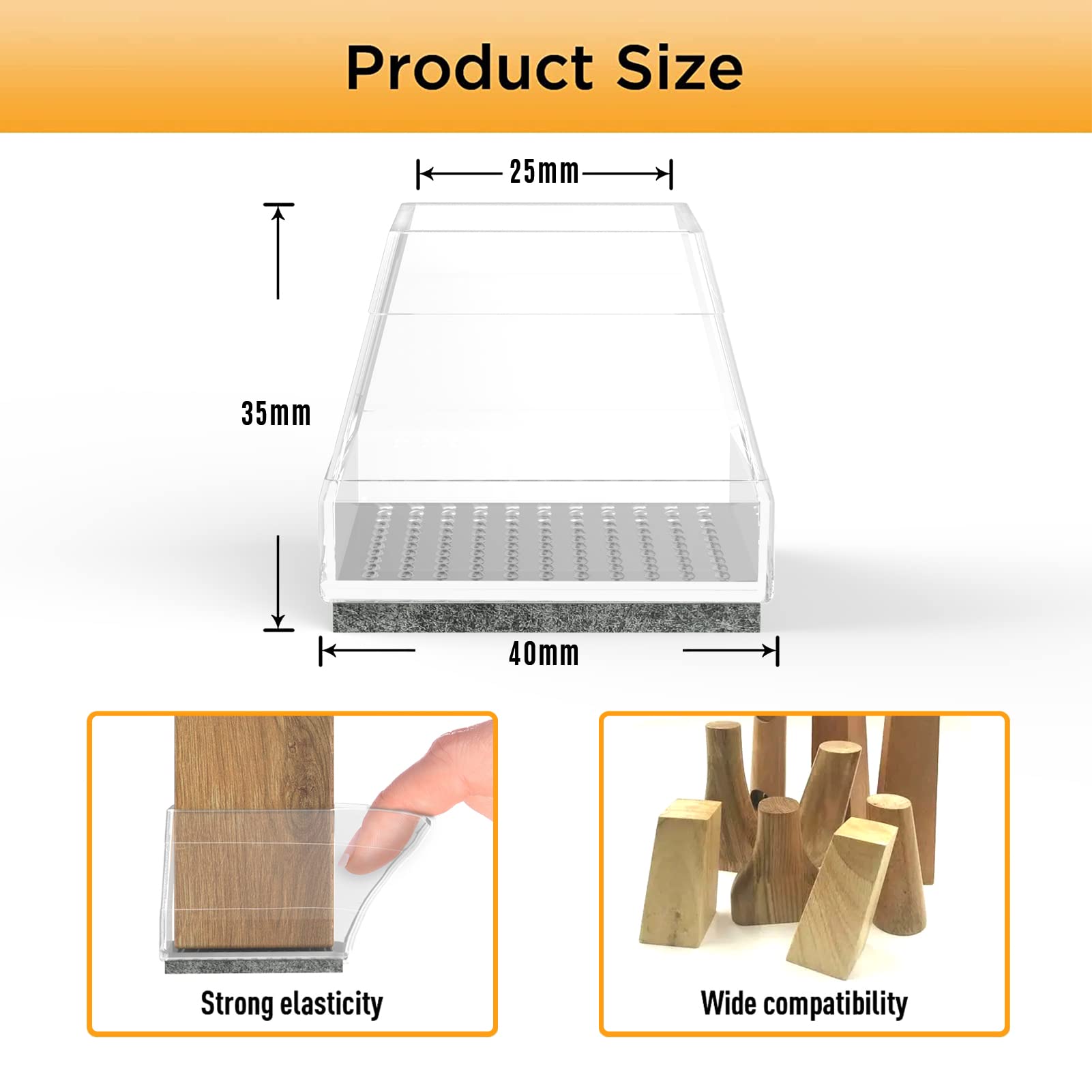 Square Chair Leg Protectors for Hardwood Floors (16 Count)