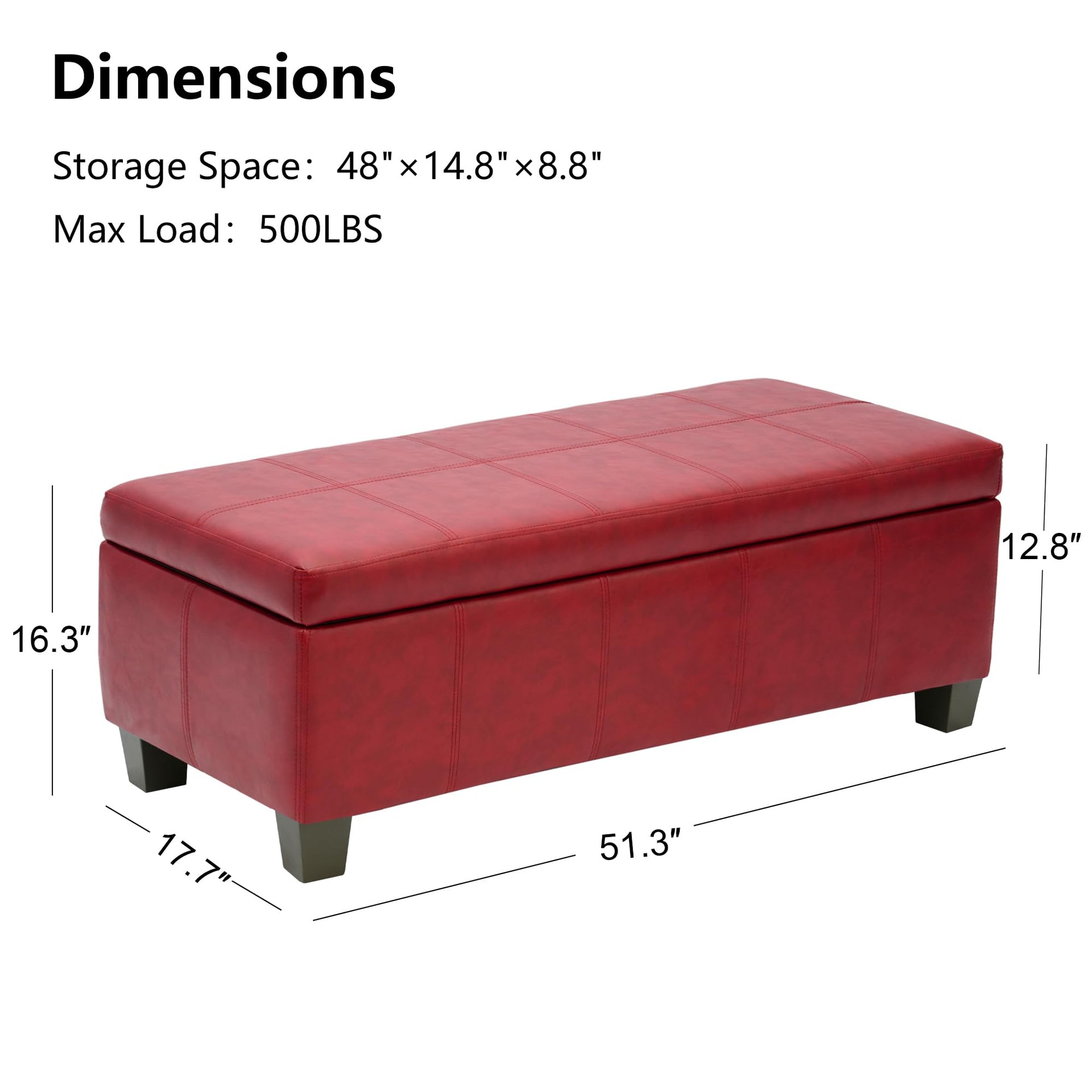 51 Inch Storage Ottoman