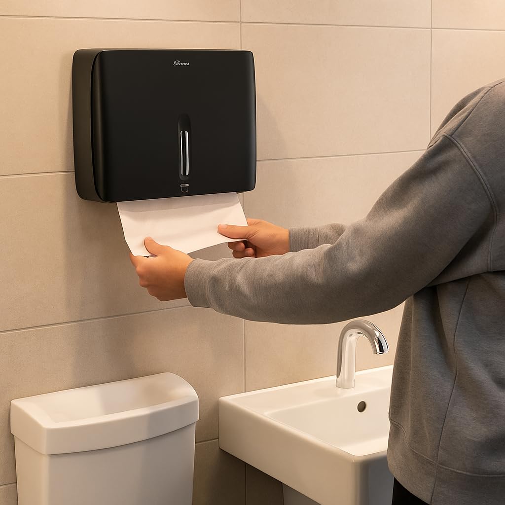 Trifold Paper Towel Dispenser Black Pearl Premium Grade 10⅞” Length X 8¼” High X 3¾” High for Traffic Areas (3 Count)