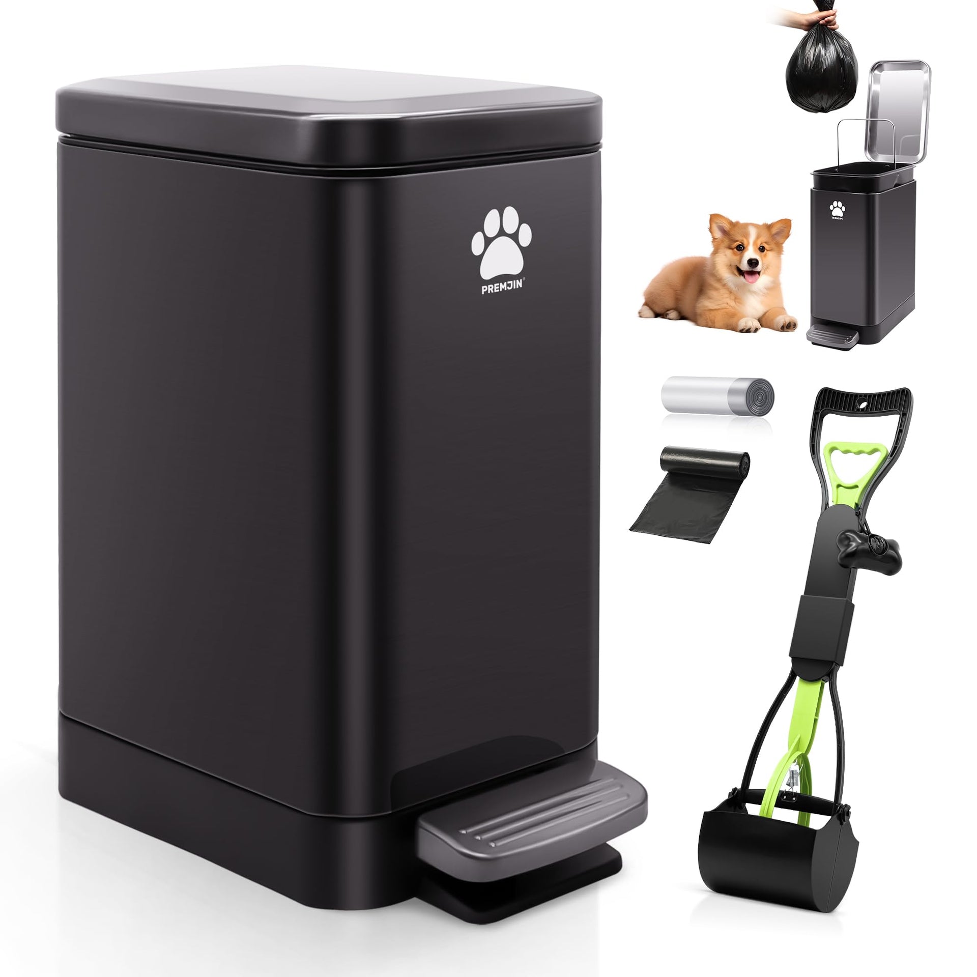 Dog Poop Trash Can Outside with Poop Scooper for Dogs