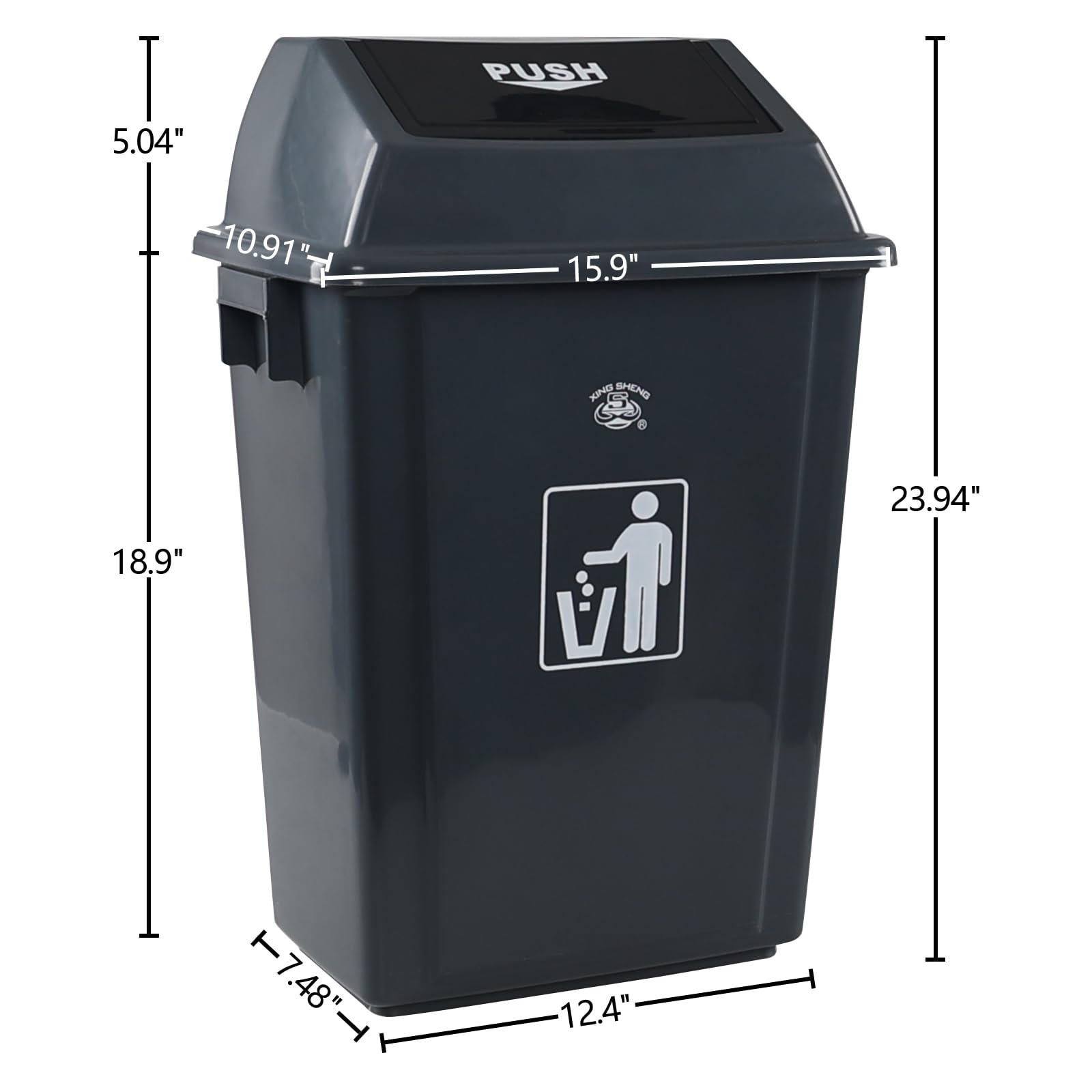 4 Pack 13 Gallon Plastic Kitchen Trash Can (4 Count)