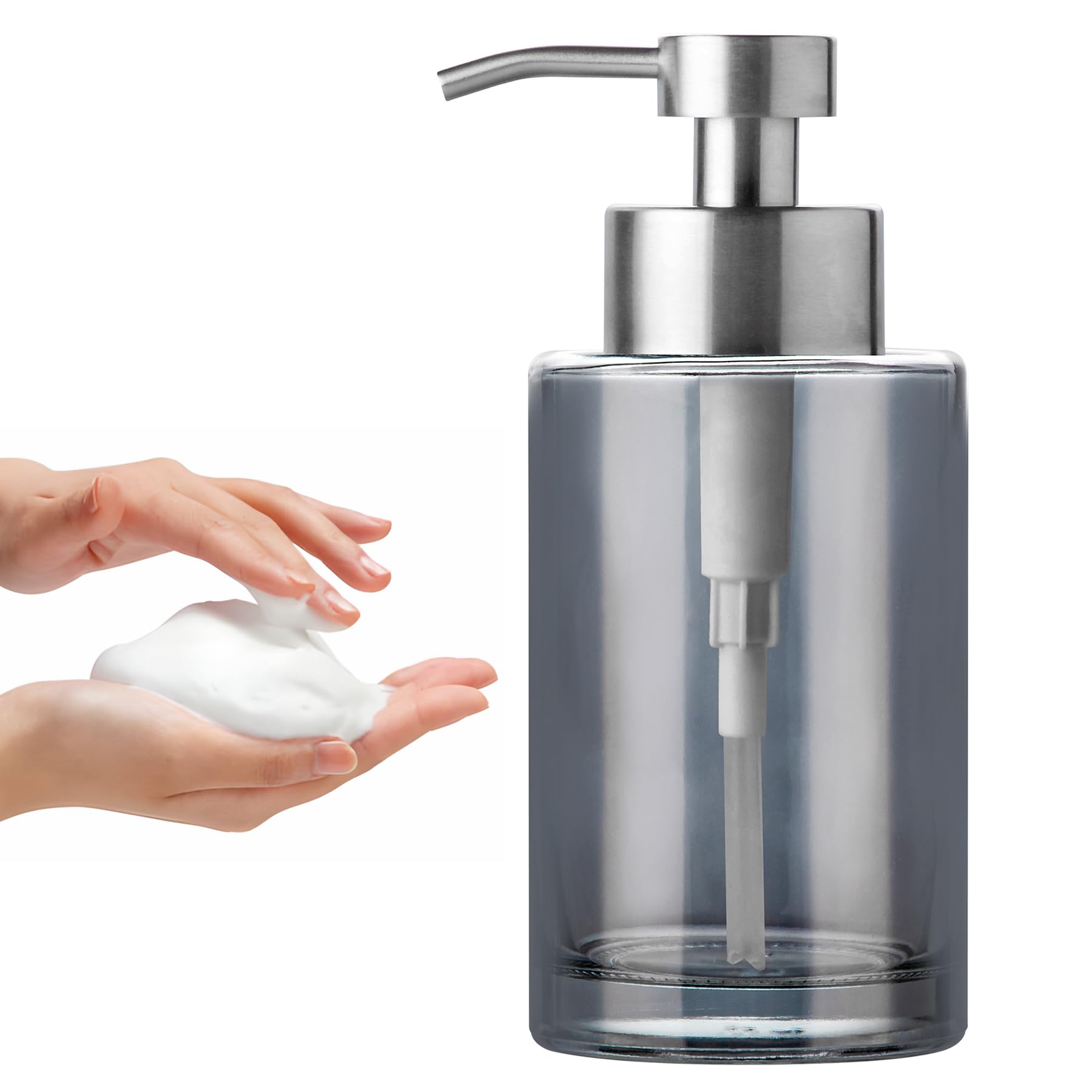 Silver Glass Soap Dispenser