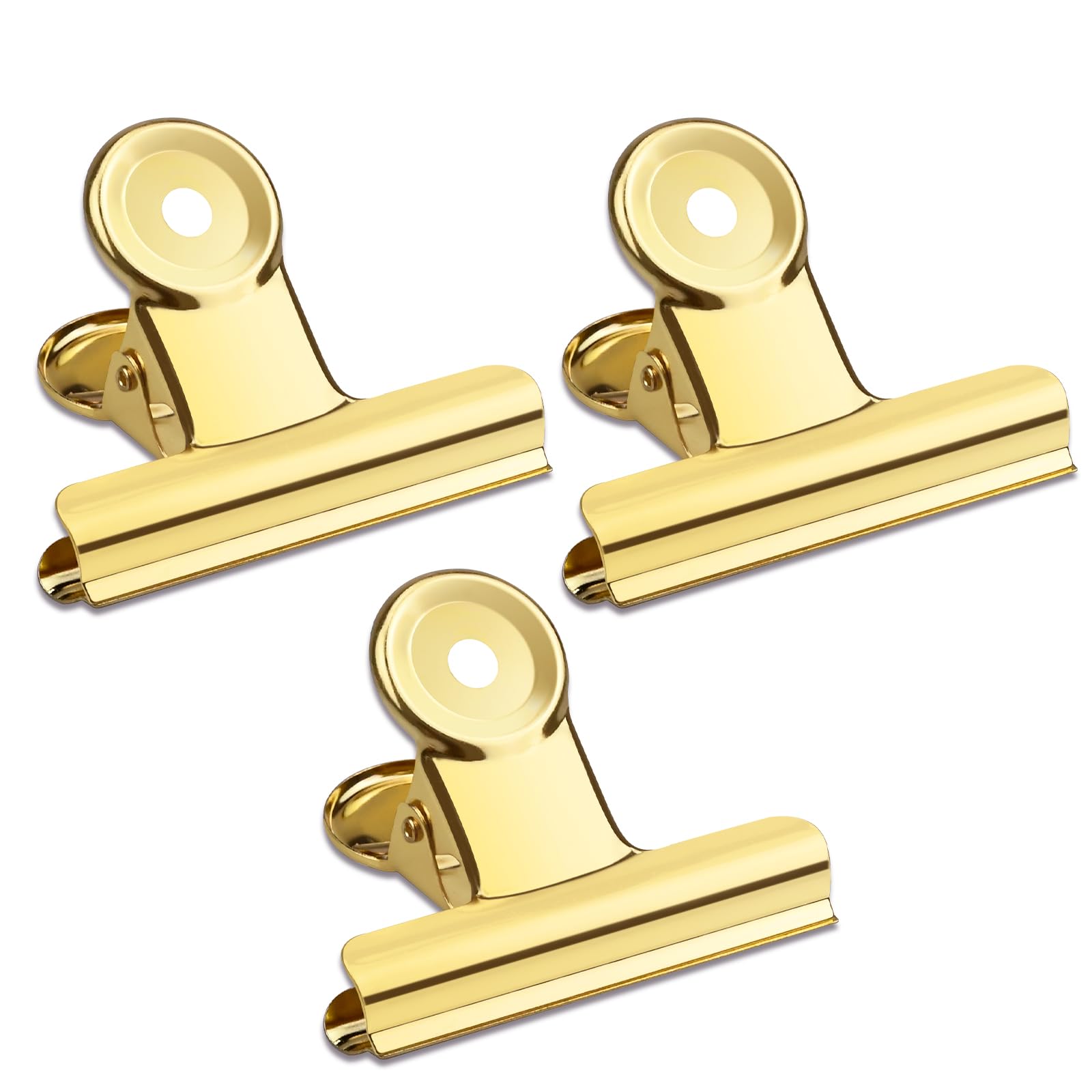 20 Pack Large Metal Hinge Clips 2 Inches Bull Hinge Paper Clips Gold Bulldog Clips for Crafts (20 Count)