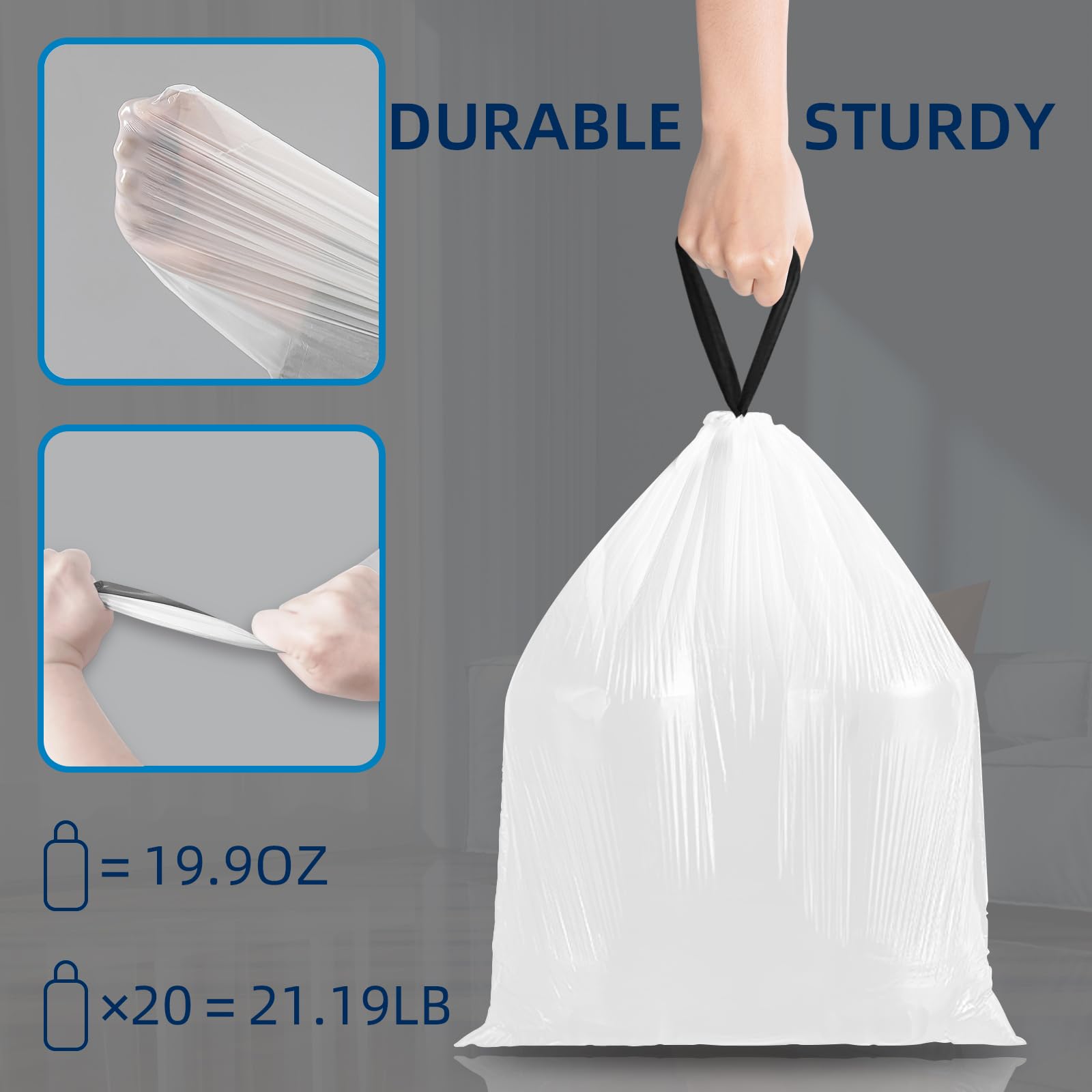 2.6 Gallon Mini Drawstring Trash Bags (120 Count)