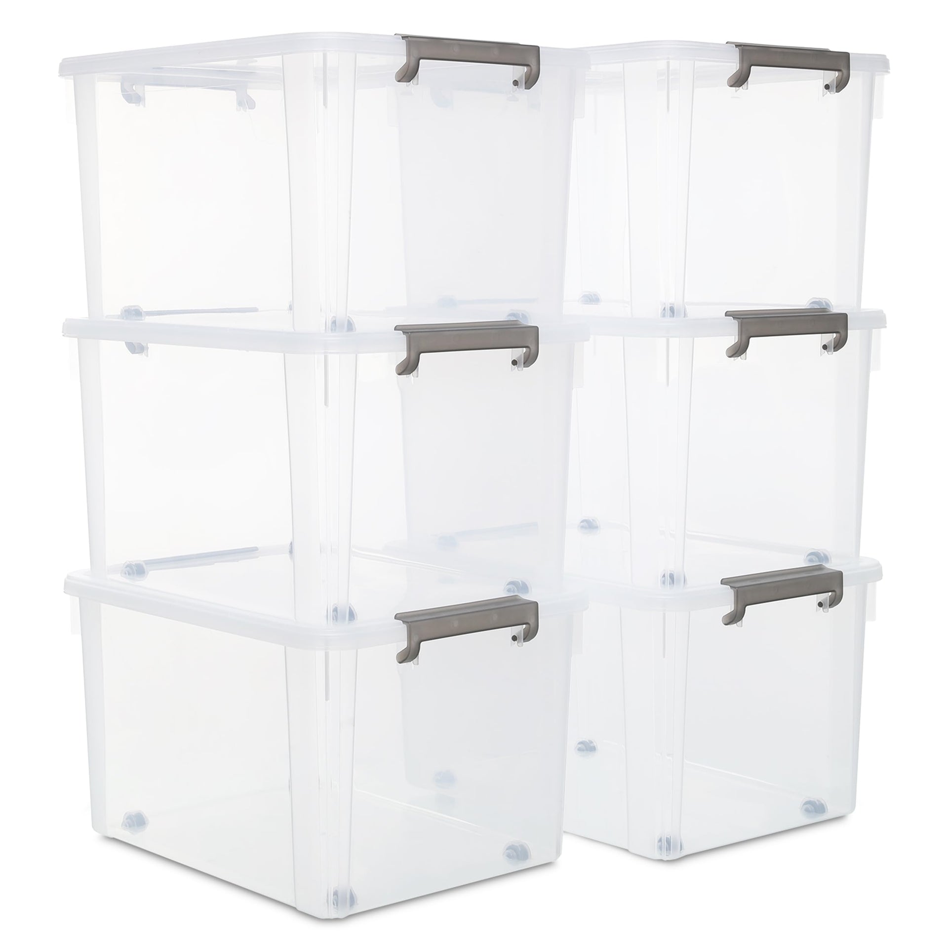 6 Packs 58.1 QT Plastic Storage Bins with Lids Large Stackable Storage Containers for Organizing Clear Storage Box for Garage (6 Count)