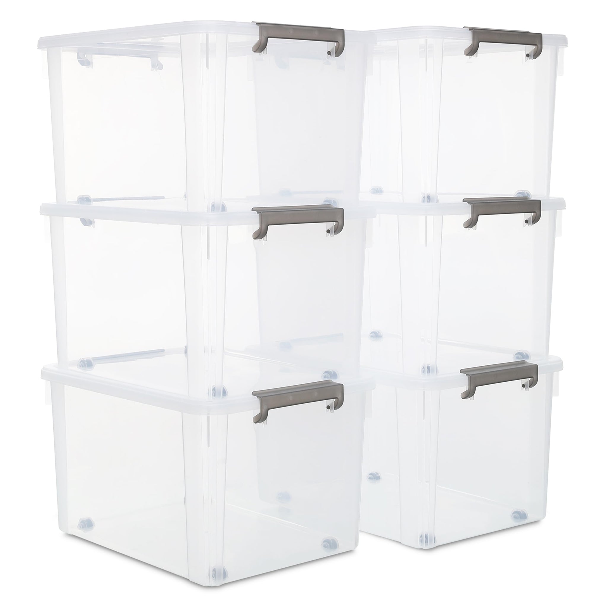 6 Packs 58.1 QT Plastic Storage Bins with Lids Large Stackable Storage Containers for Organizing Clear Storage Box for Garage (6 Count)