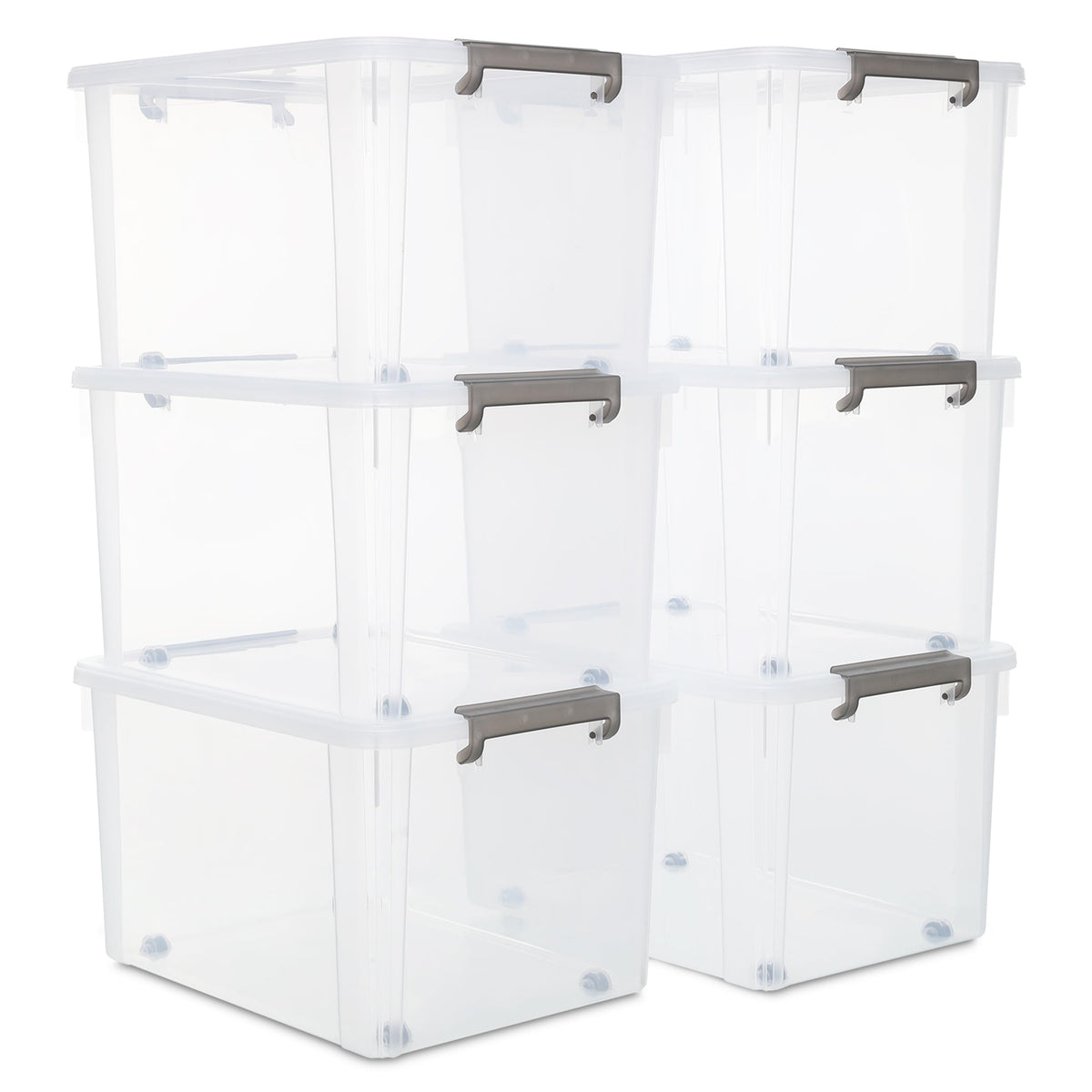 6 Packs 44.4 QT Plastic Storage Bins with Lids Large Stackable Storage Containers for Organizing Clear Storage Box for Garage (6 Count)