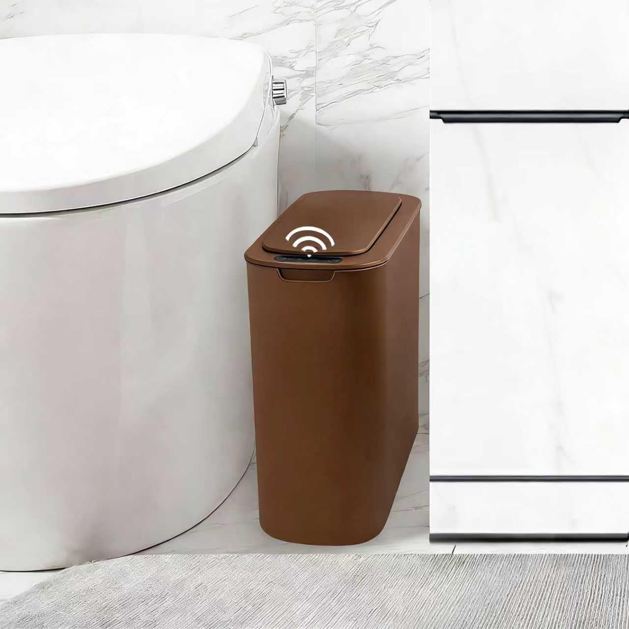 Automatic Motion Sensor Bathroom Trash Can with Lid