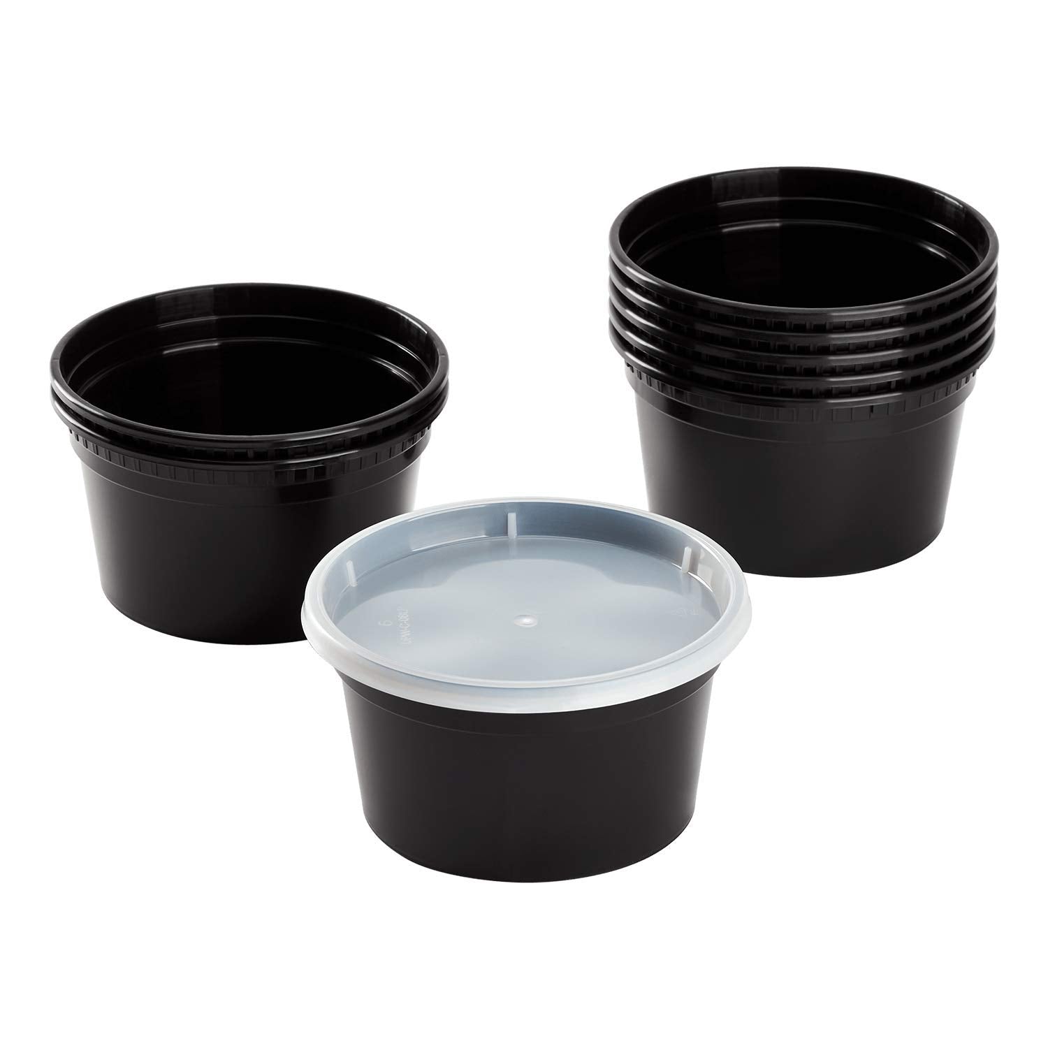 12oz 240 ct Black PP Injection Molded Round Deli Containers with Lids (240 Count)