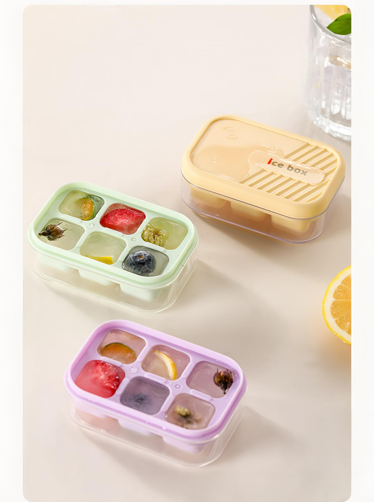 3 pack mini ice cube tray with lid and bin (3 Count)