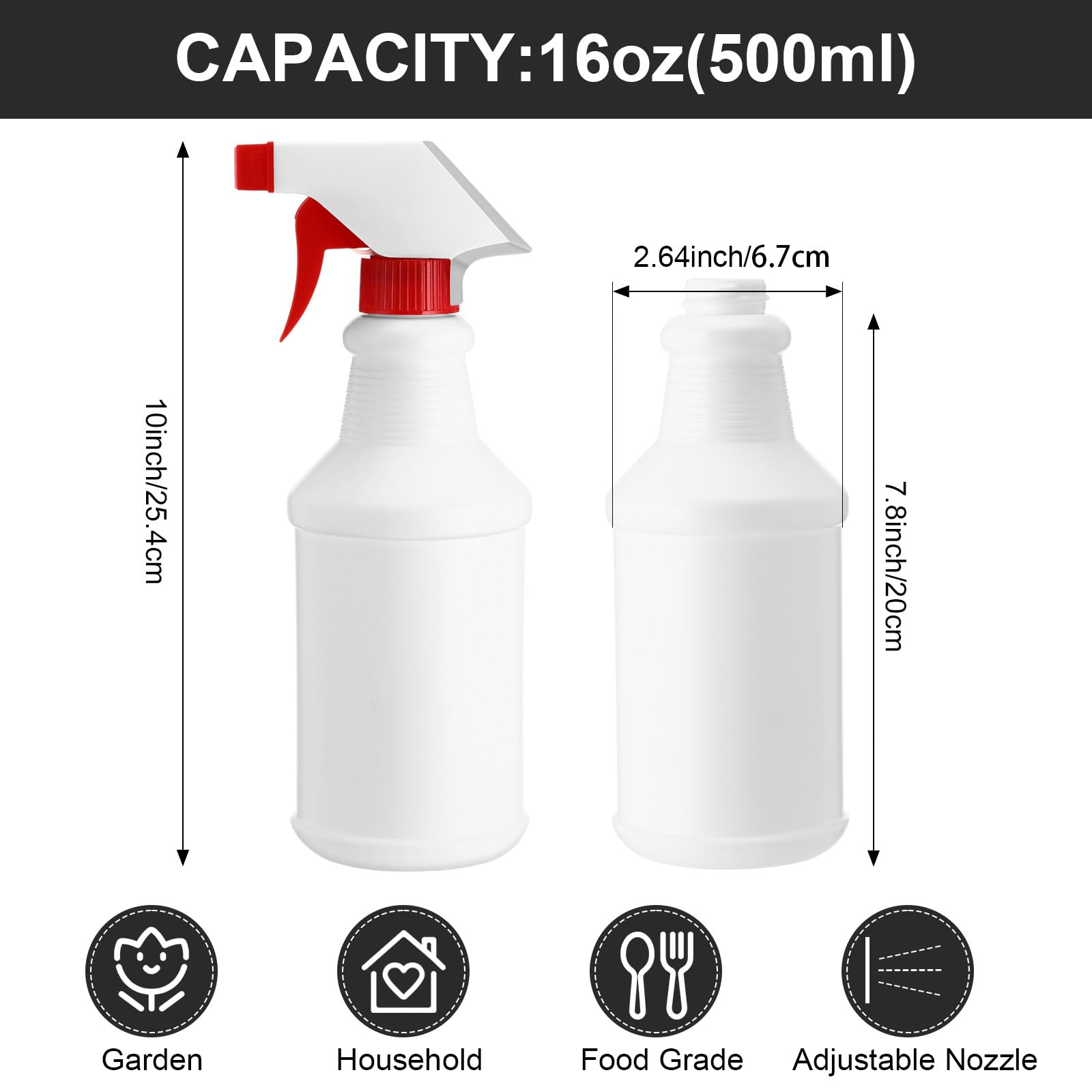 12 Pcs 16 Oz Plastic Spray Bottles (12 Count)