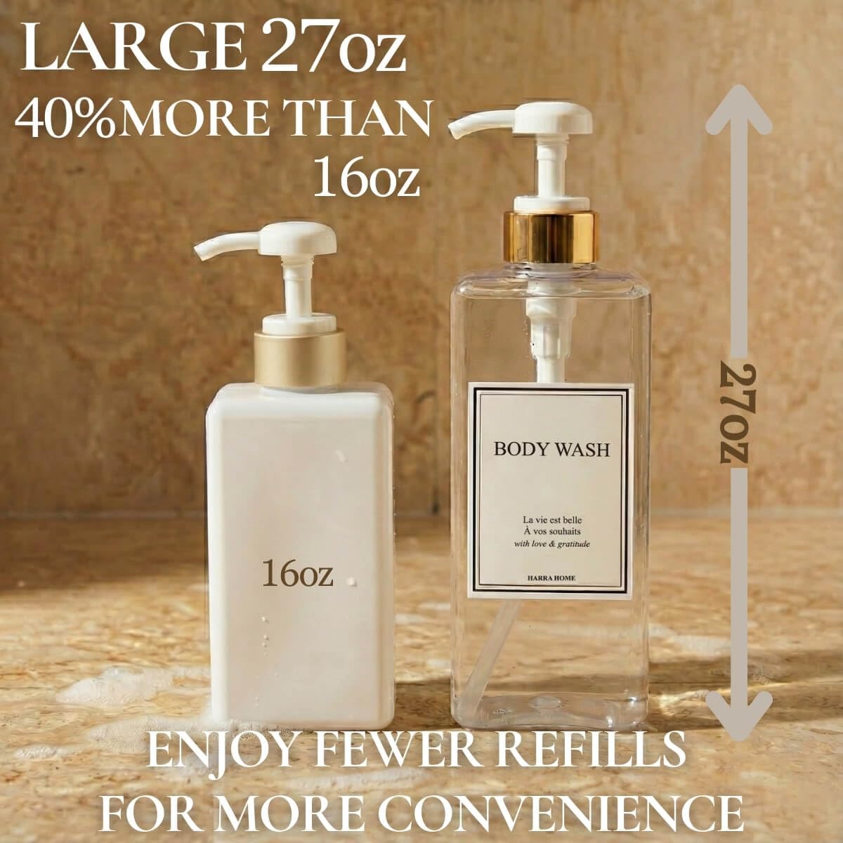 Modern Gold Design Shampoo and Conditioner Dispenser (3 Count)