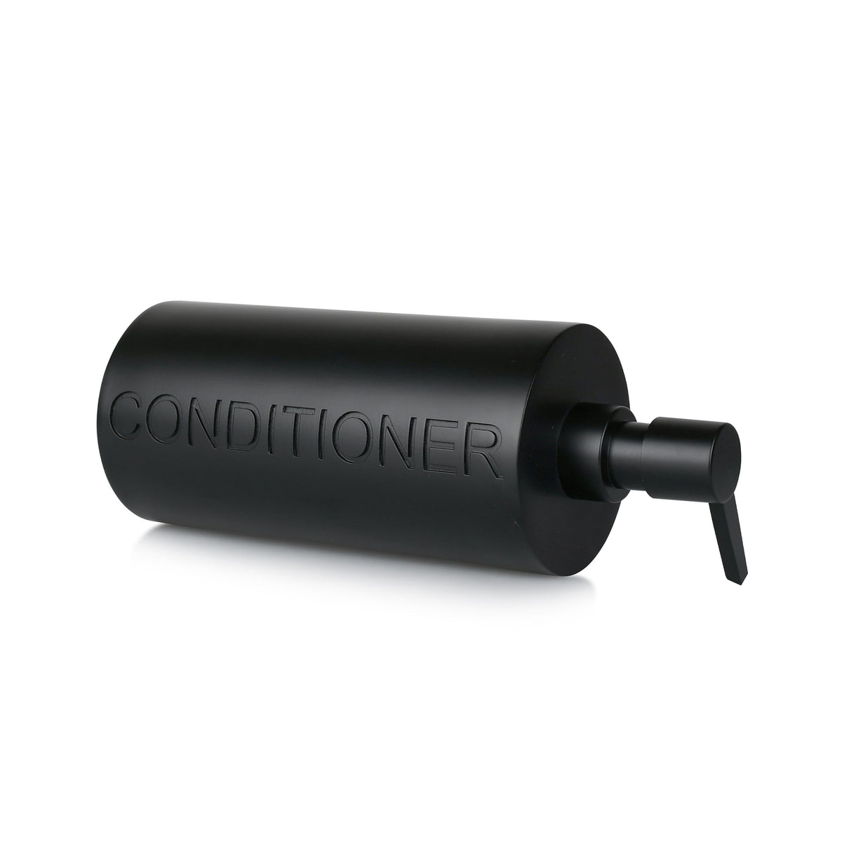 Matte Black Conditioner Dispenser Luxurious Refillable Pump Bottle with Black Resin Pump and Embossed Text
