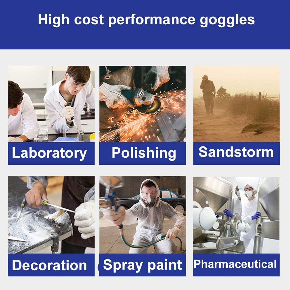 10PCS Anti Fog Protective Safety Goggles Clear Lens Wide (10 Count)