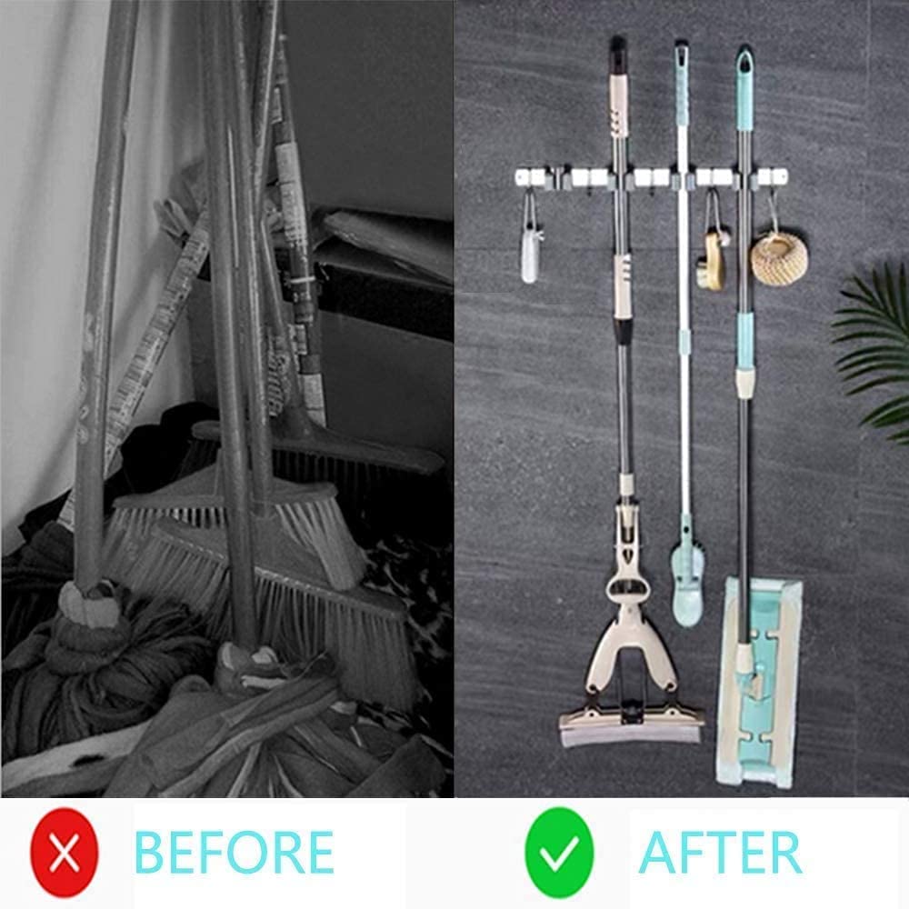 Broom Mop Holder Wall Mount Tool Hanger Organizer