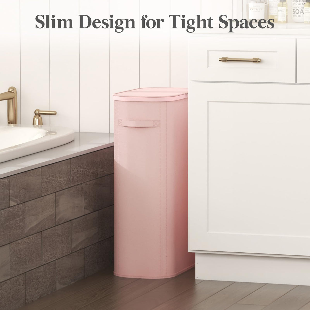 Slim Laundry Basket with Lid and Removable Bag