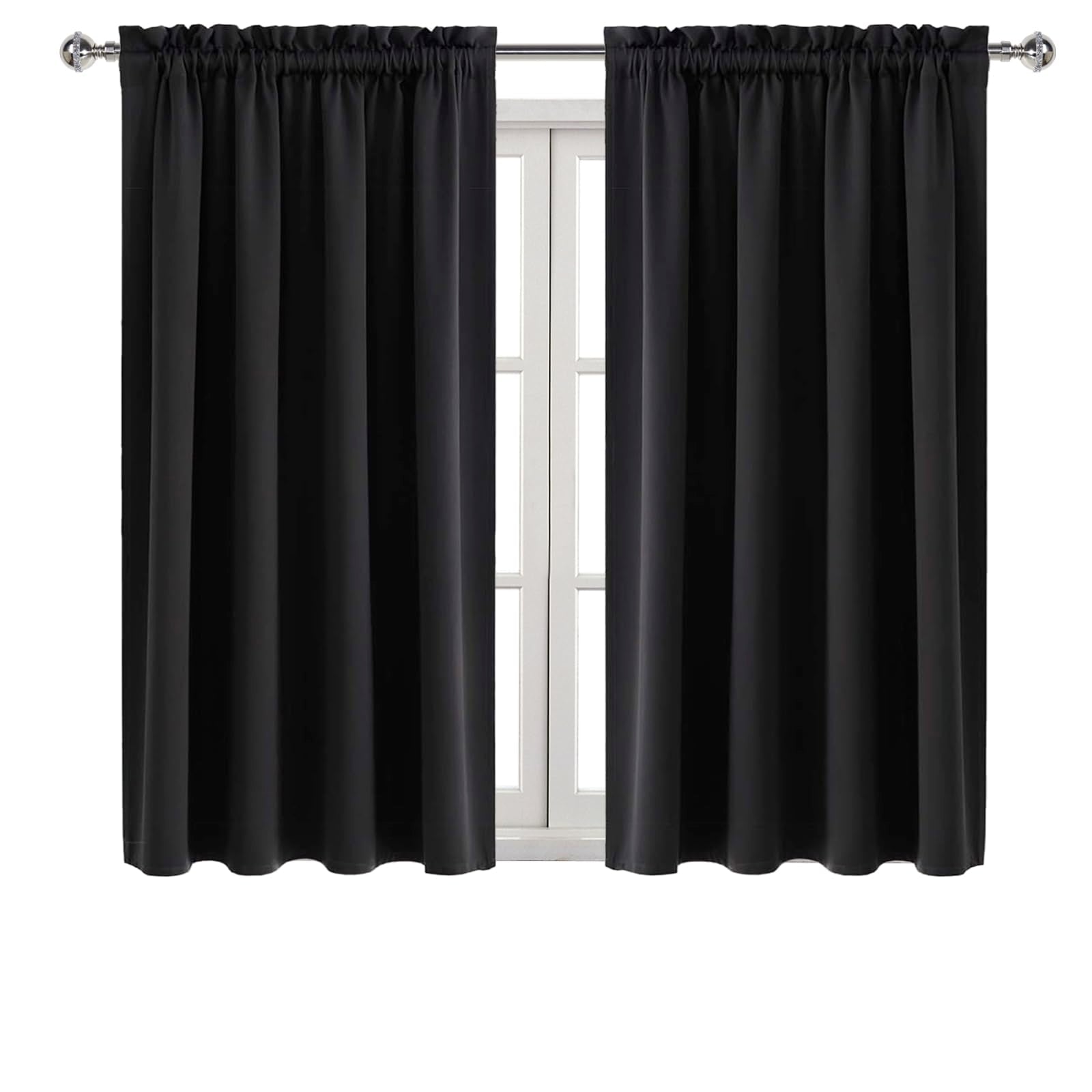 Blackout Curtains for Bedroom Living Room 52 x 54 Inch Long Black