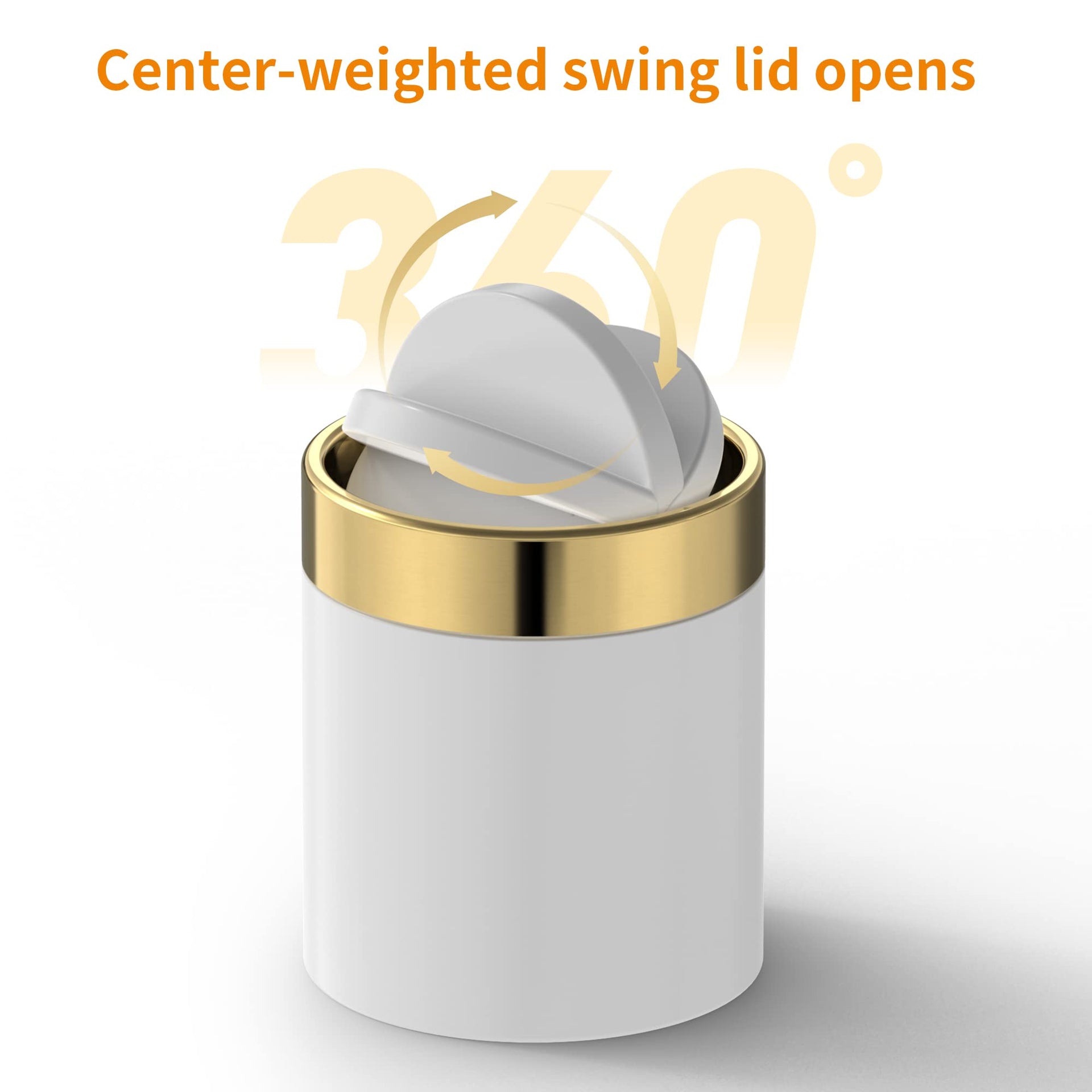 0.4 Gal White Desktop Mini Swing Lid Trash Can