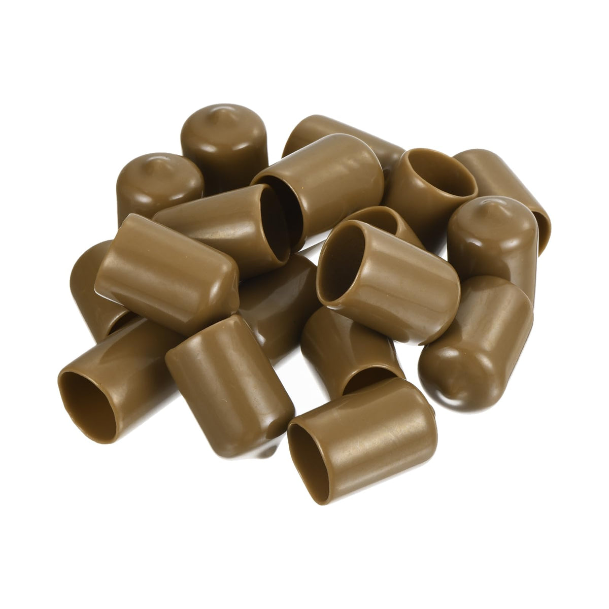 20pcs Rubber End Caps 14.5mm ID Vinyl PVC Round Tube Bolt Cap Cover Screw Thread Protectors Light Brown