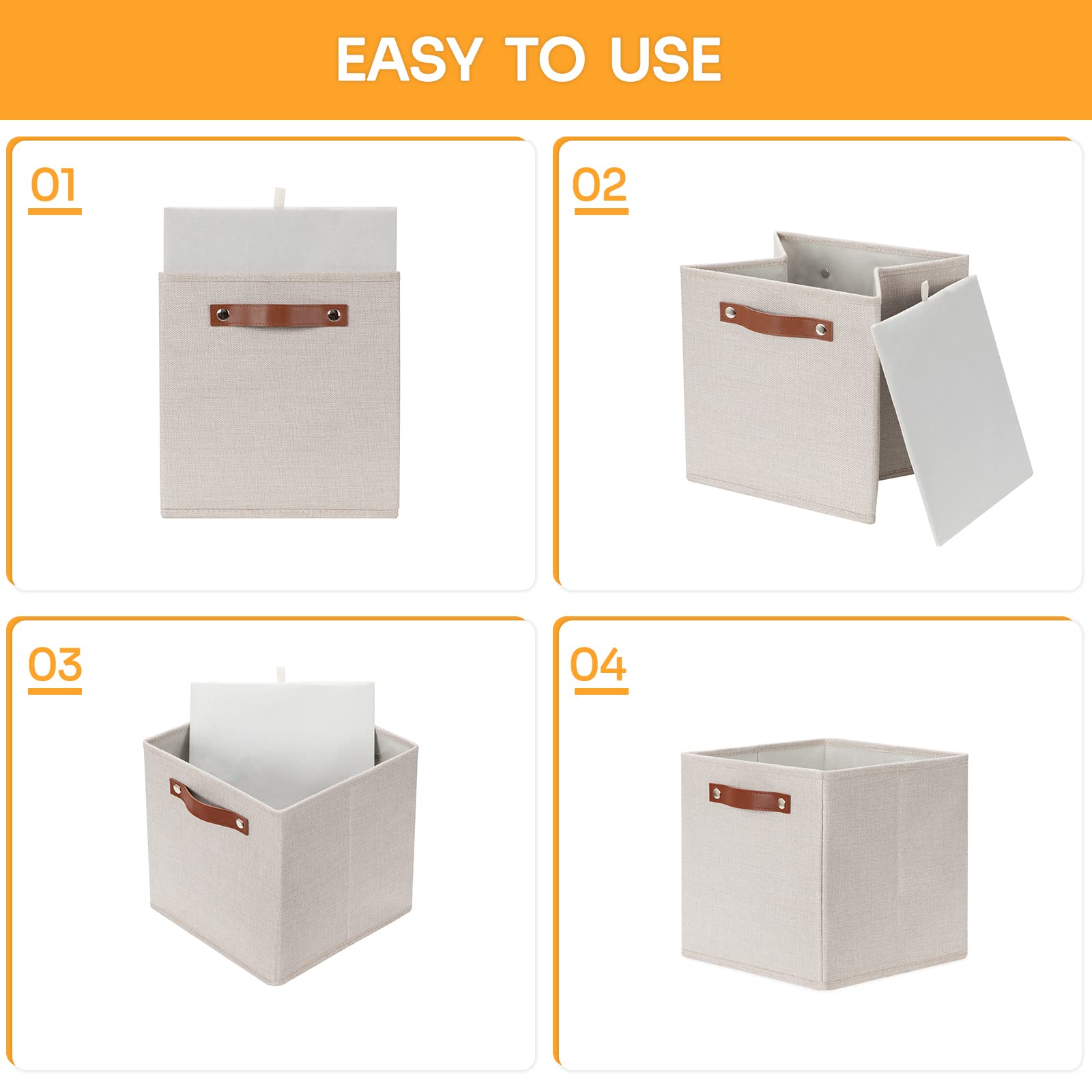 Storage Boxes for Shelves Closet Storage (4 Count)