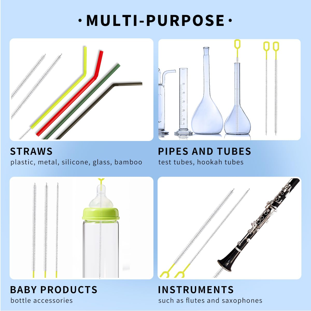 Extra Long 10 Inch Straw Cleaner Brush (5 Count)