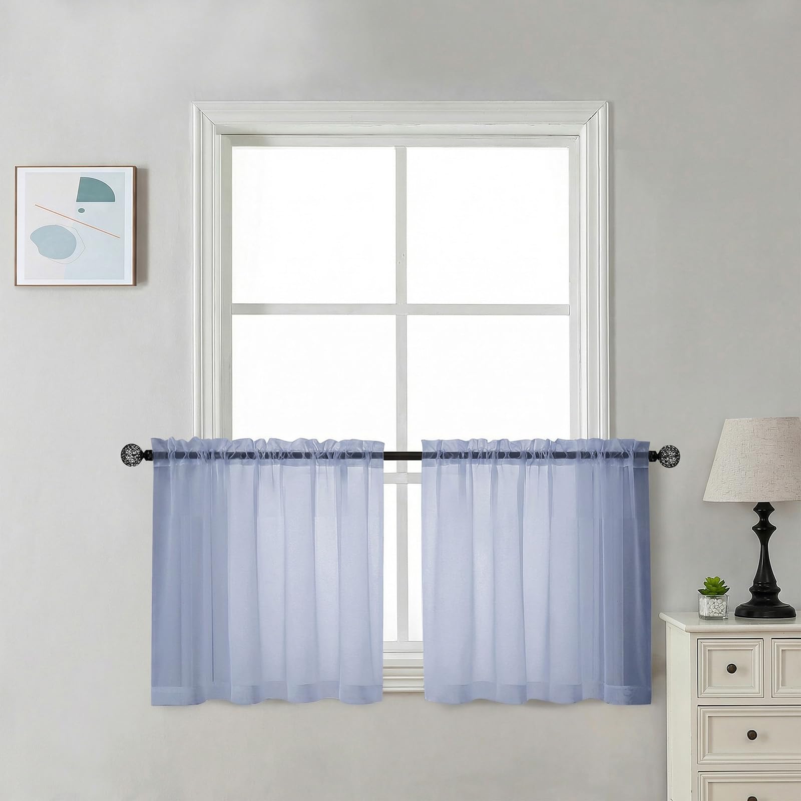 Sheer Tier Curtains 24 Inch Length (2 Count)