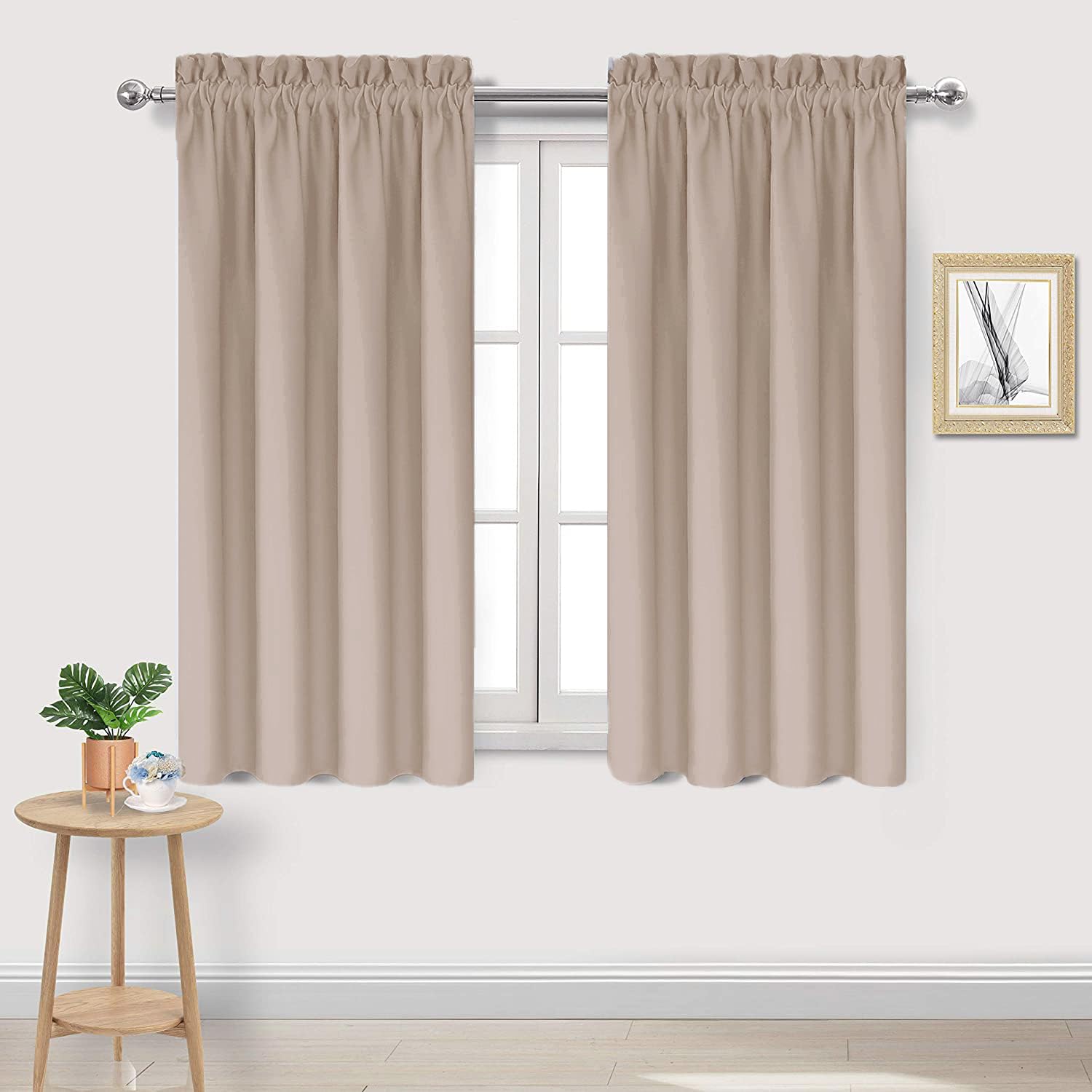 Blackout Curtains for Bedroom Living Room 42 x 54 Inch Long Camel (2 Count)
