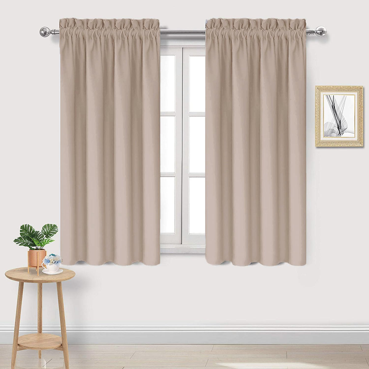 Blackout Curtains for Bedroom Living Room 42 x 54 Inch Long Camel (2 Count)