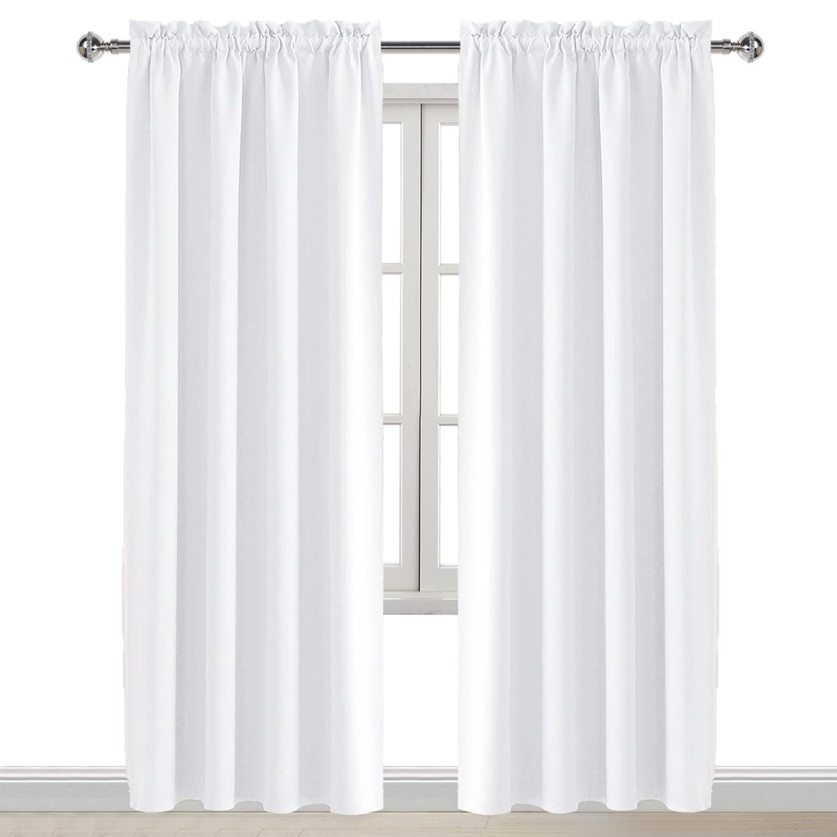 White Curtains 50% Light Blocking for Living Room 84 Inch 2 Panels (2 Count)