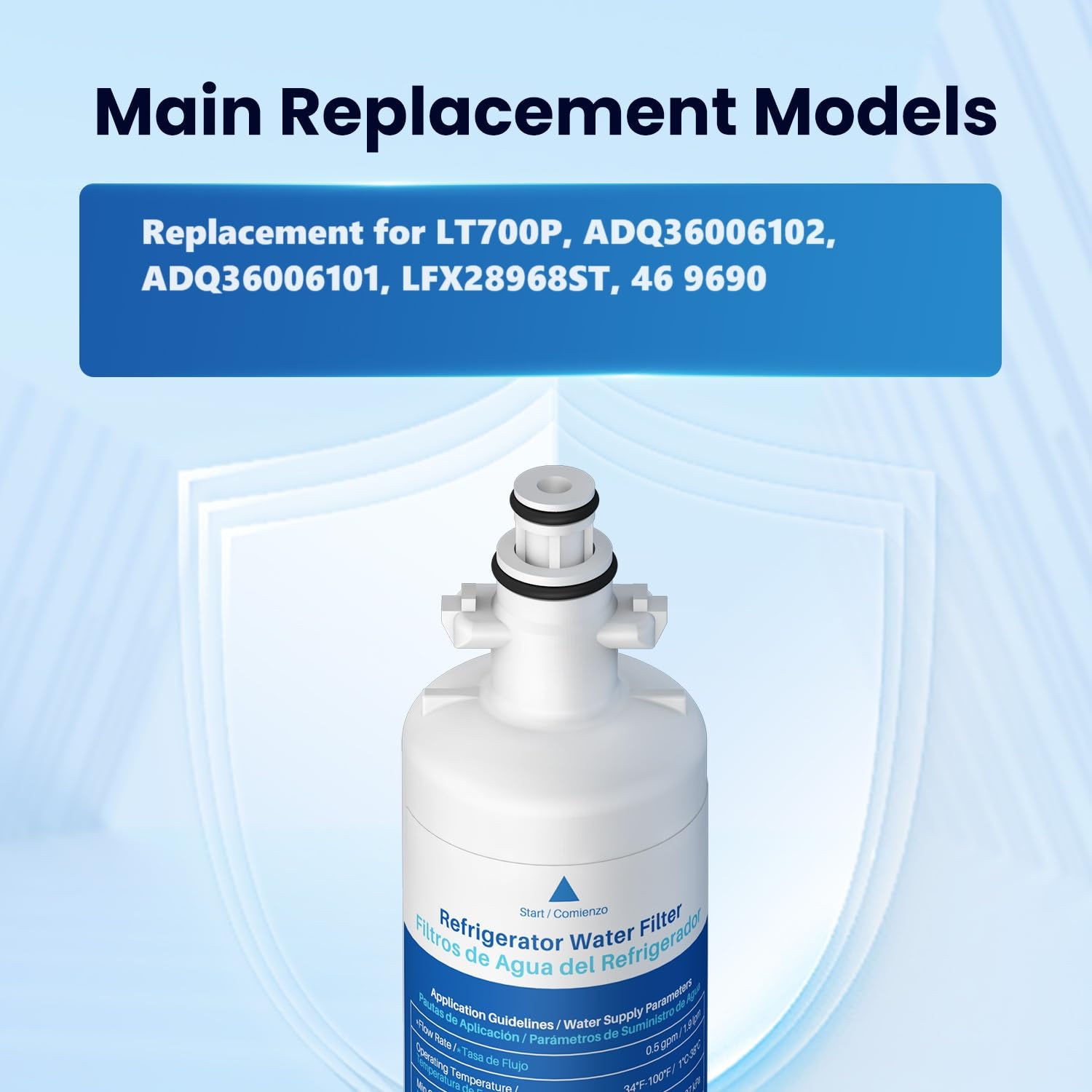 RWF1200A Refrigerator Water Filter Replacement for LG LT700P (4 Count)