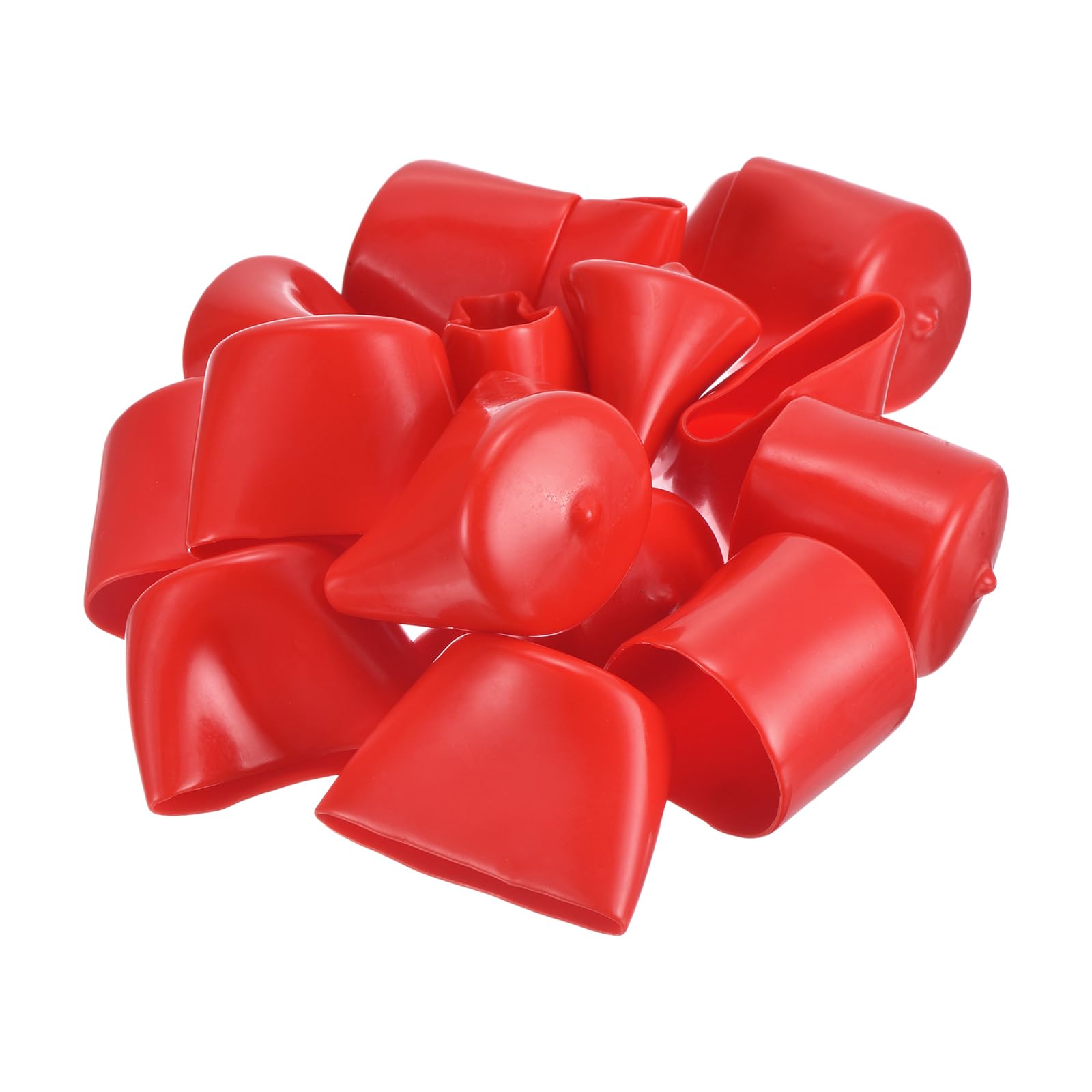 20pcs Rubber End Caps 43mm ID Vinyl Round Tube Bolt Cap Cover Thread Protectors Red