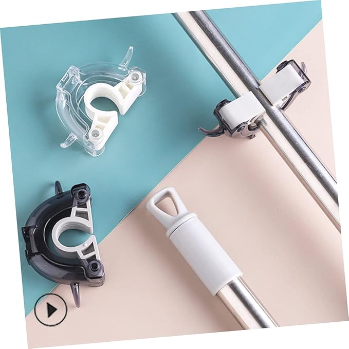 2pcs Wall Mounted Mop Holder Clip Seamless Broom Hanger for Home Kitchen Bathroom Organizer Plastic Design Installation Black