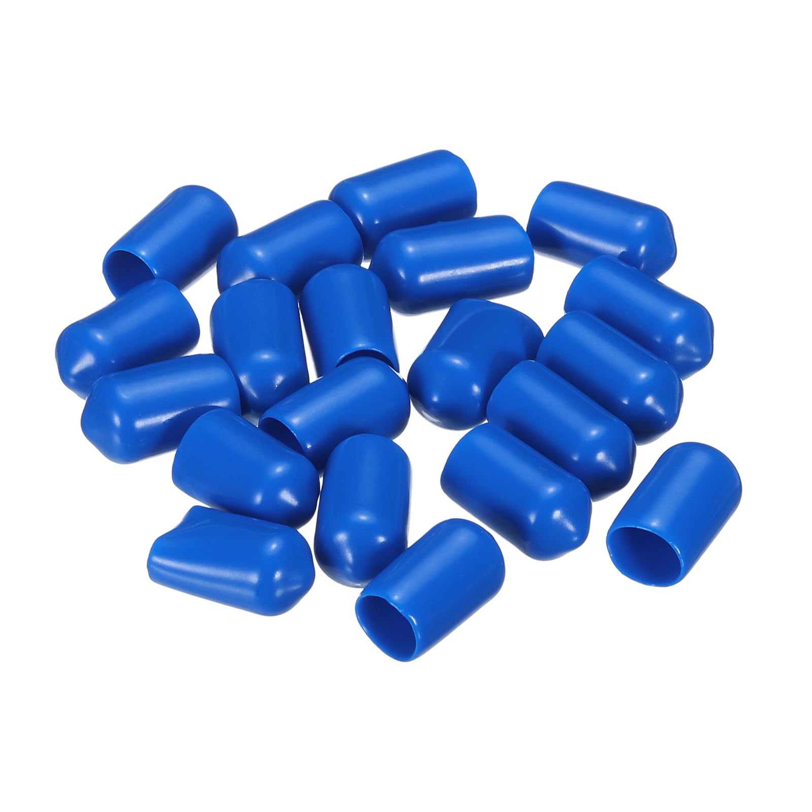 20pcs Rubber End Caps 8.5mm ID Vinyl PVC Round Tube Bolt Cap Cover Screw Thread Protectors Blue