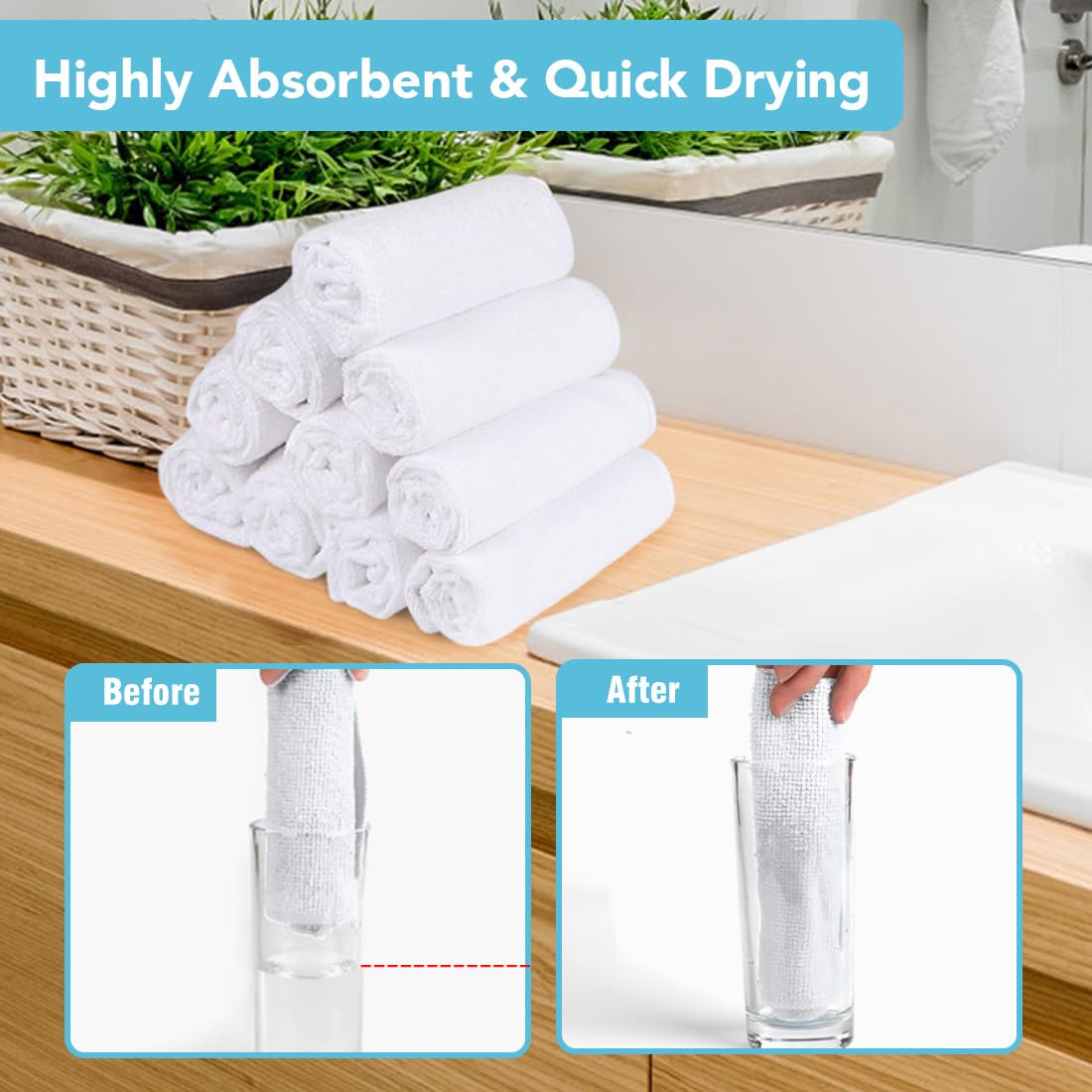 Wash Cloths Face Towels 12x12 Inch 10 Pack (10 Count)