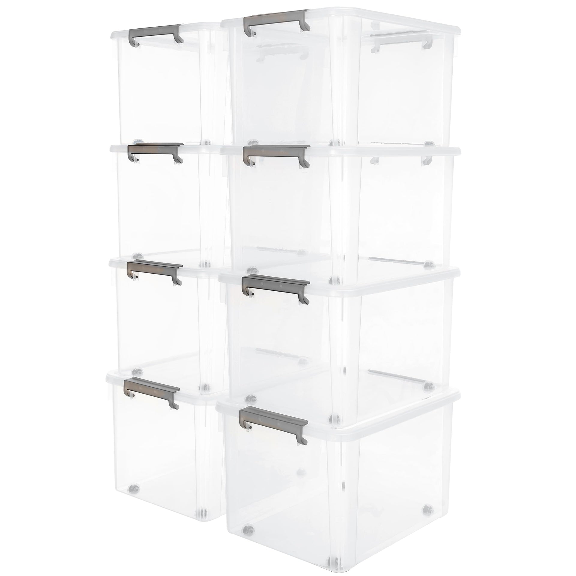 Citylife 58.1 QT Plastic Storage Bins with Latching Lids Stackable Storage Containers for Organizing Large Clear Storage Box for Garage (8 Count)