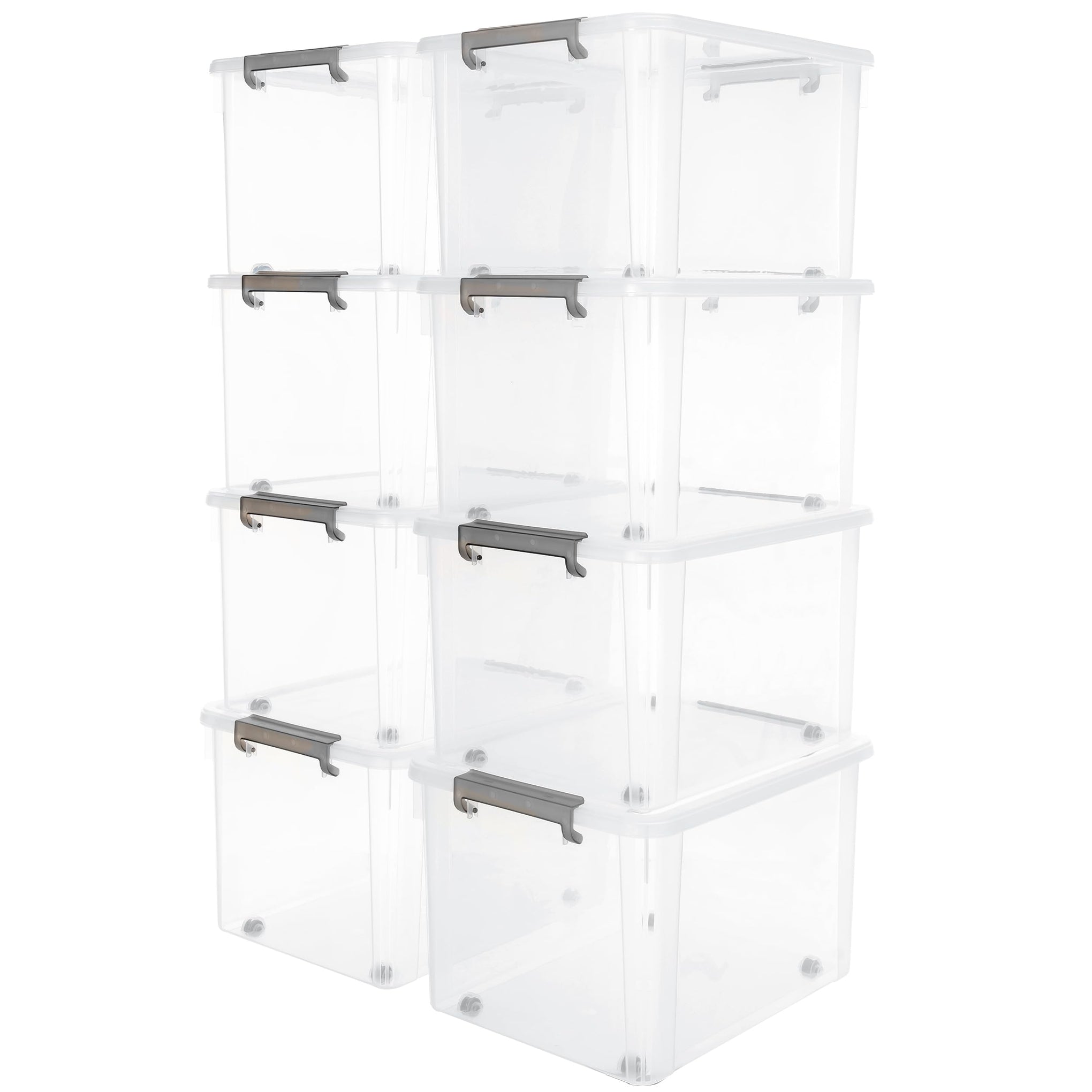 Citylife 58.1 QT Plastic Storage Bins with Latching Lids Stackable Storage Containers for Organizing Large Clear Storage Box for Garage (8 Count)