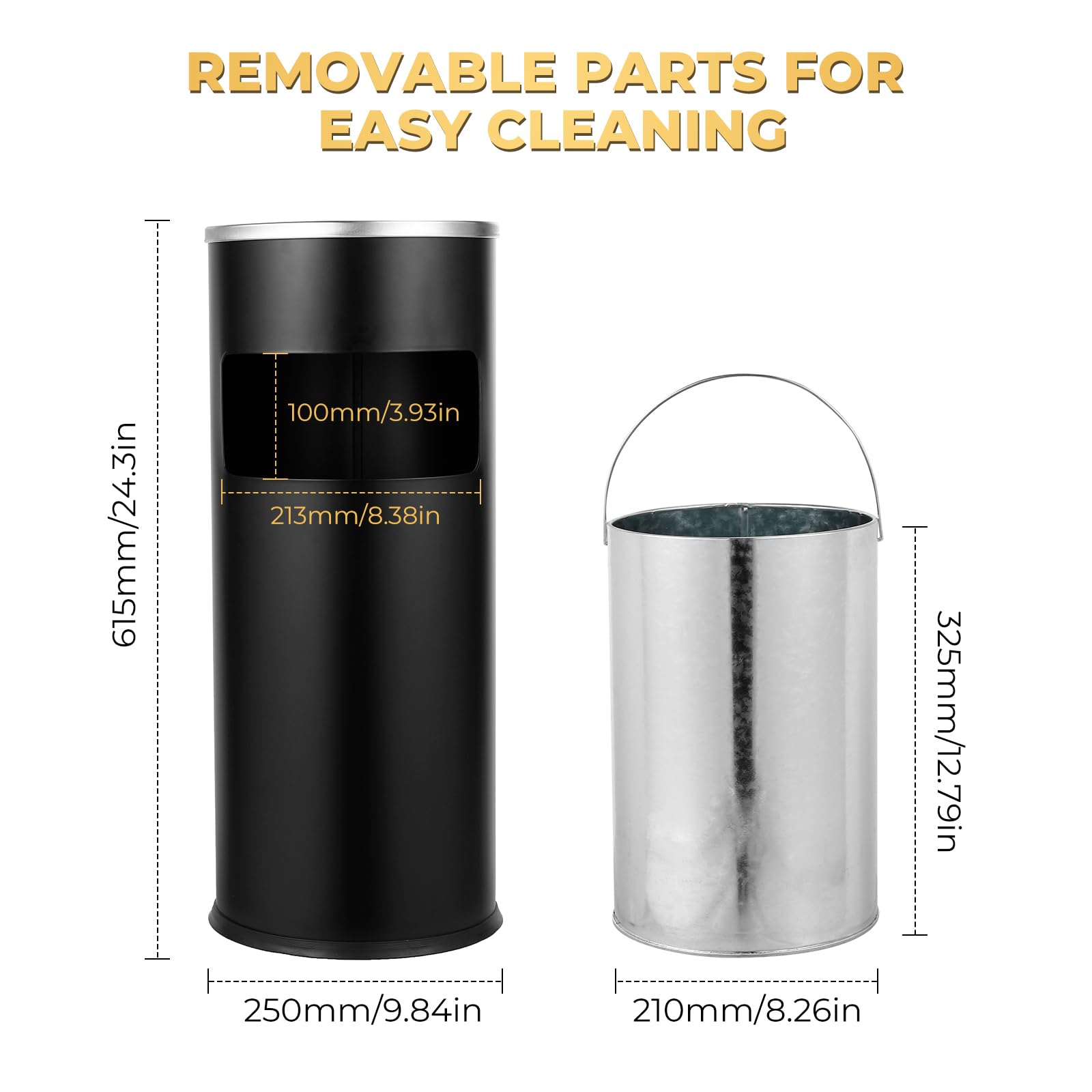 Round Stainless Steel Outdoor Trash Can