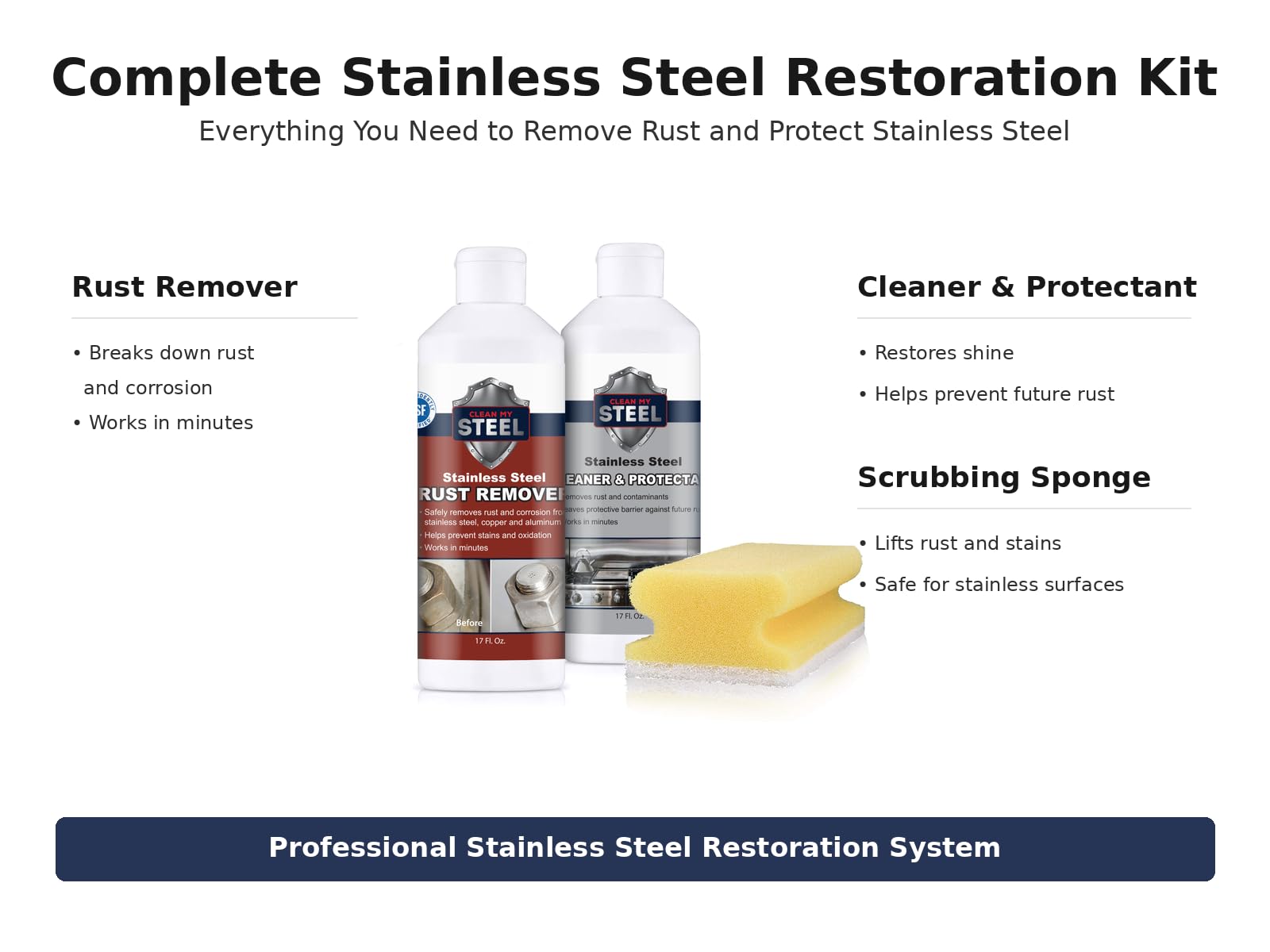 Stainless Steel Rust Remover Kit 17 Fl Oz (34 Fl Oz)