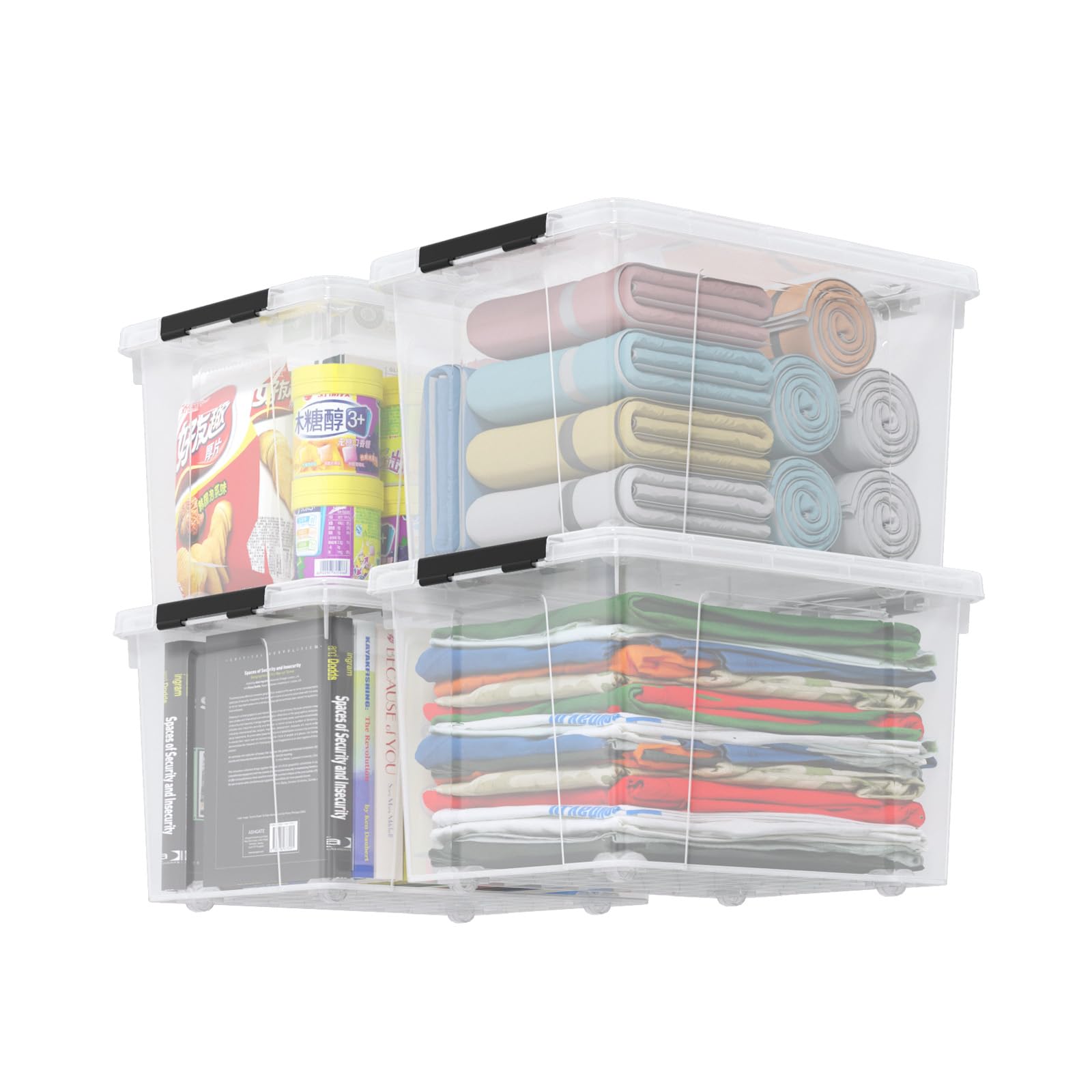 Clear Storage Totes with Lids (4 Count)