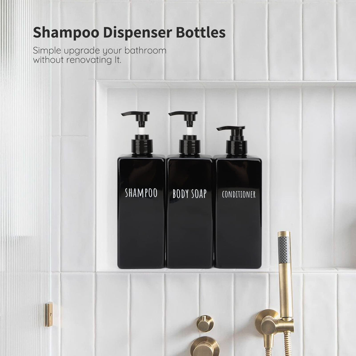 Plastic Square Soap Dispenser Black (3 Count)
