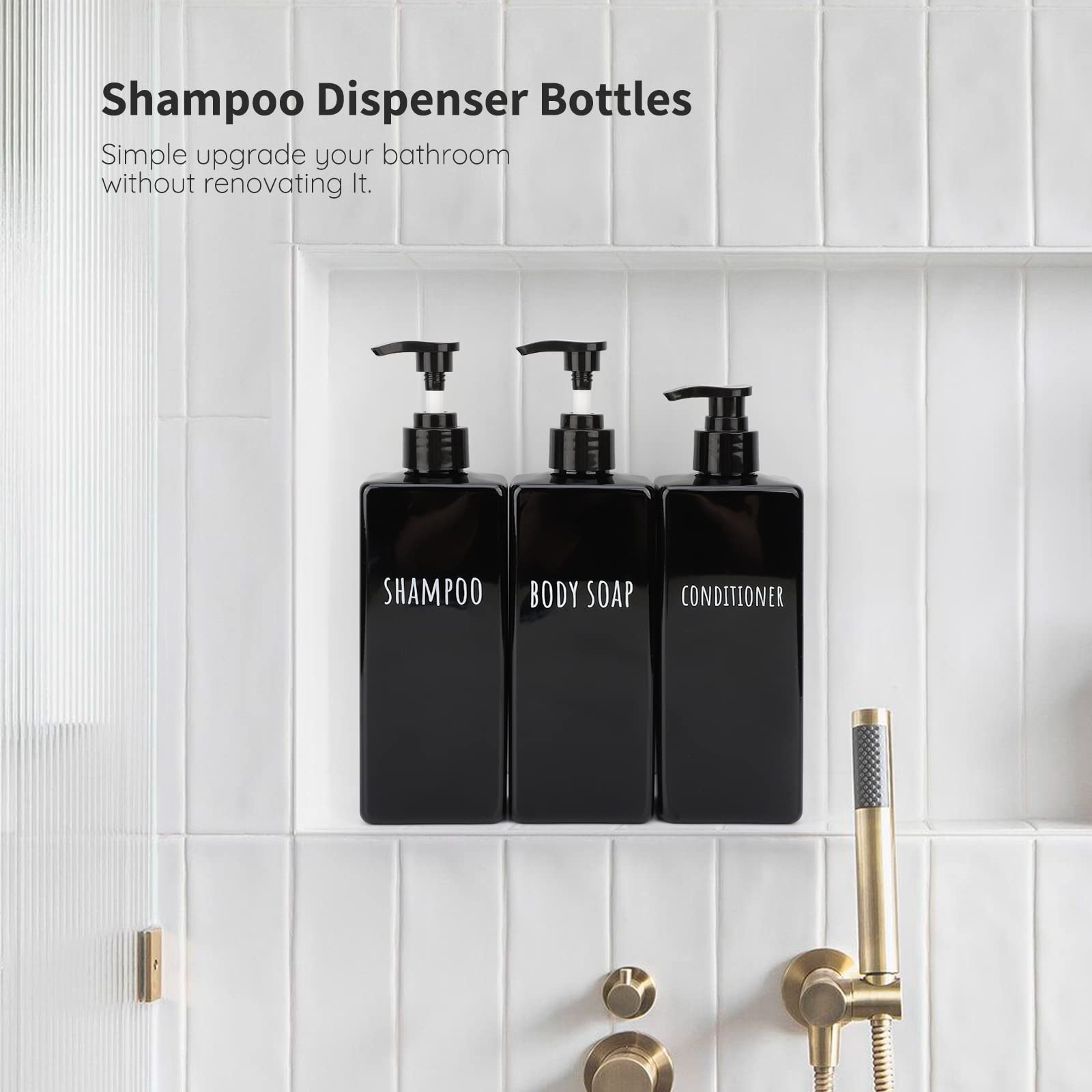 Plastic Square Soap Dispenser Black (3 Count)