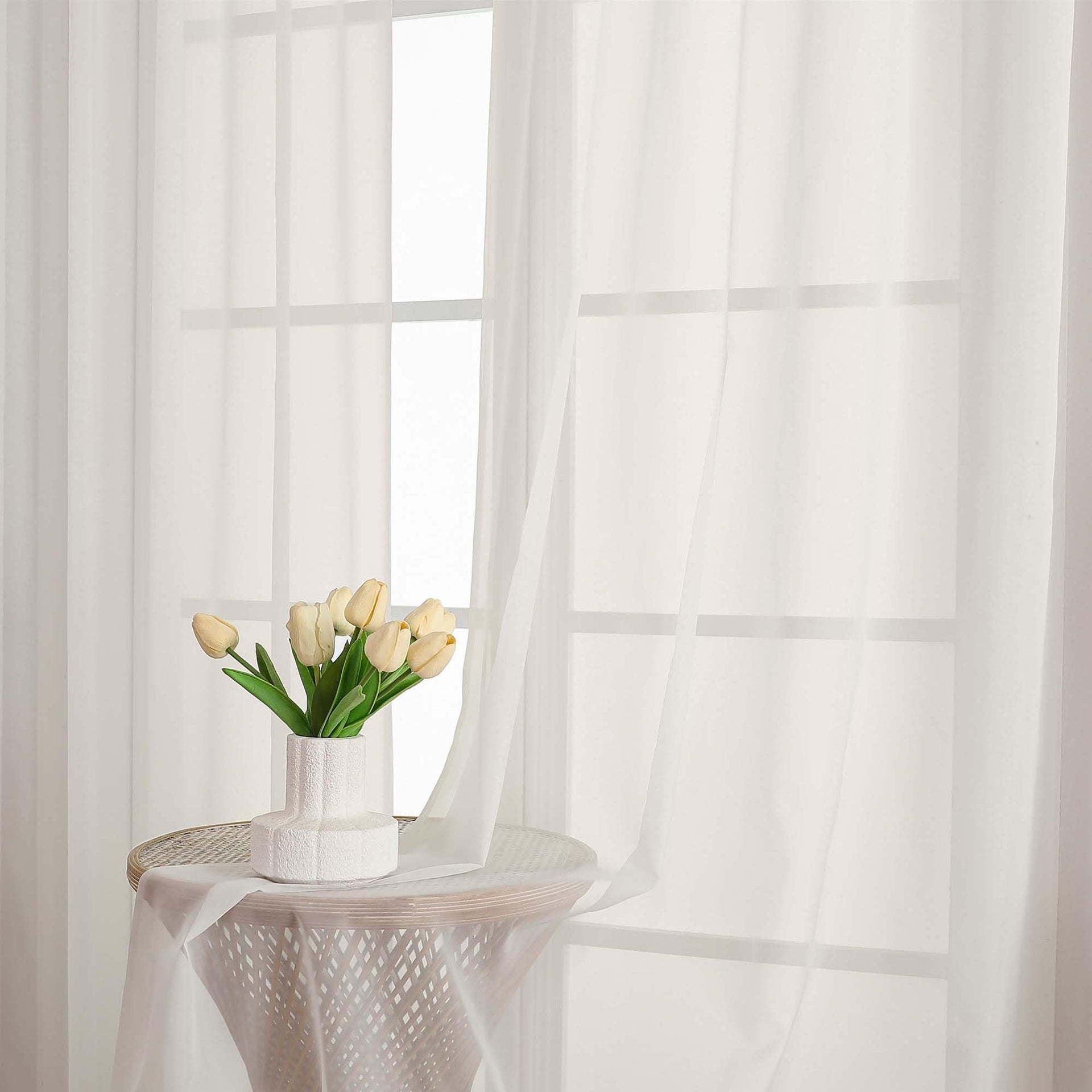Ivory Sheer Curtains 63 Inch Long 2 Panels (2 Count)