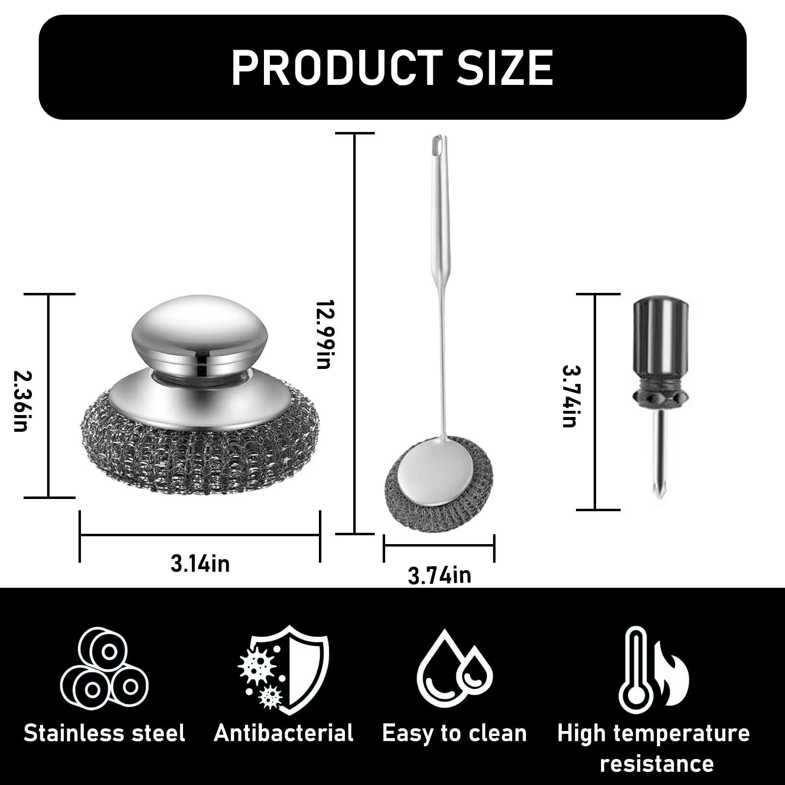 Stainless Steel Wool Metal Wire Scrubber Sponge Scouring Pads