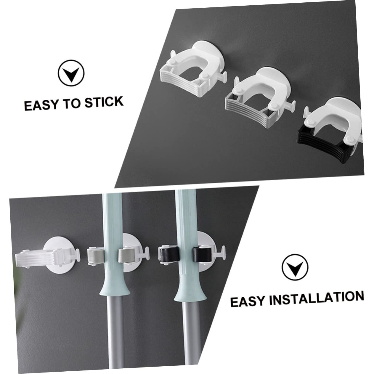 4Pcs Traceless Mop Holders Creative Wall Mount Mop Clips for Home Office and Bathroom Organization Stylish Design for Mop and Broom Storage Easy to Use and Install