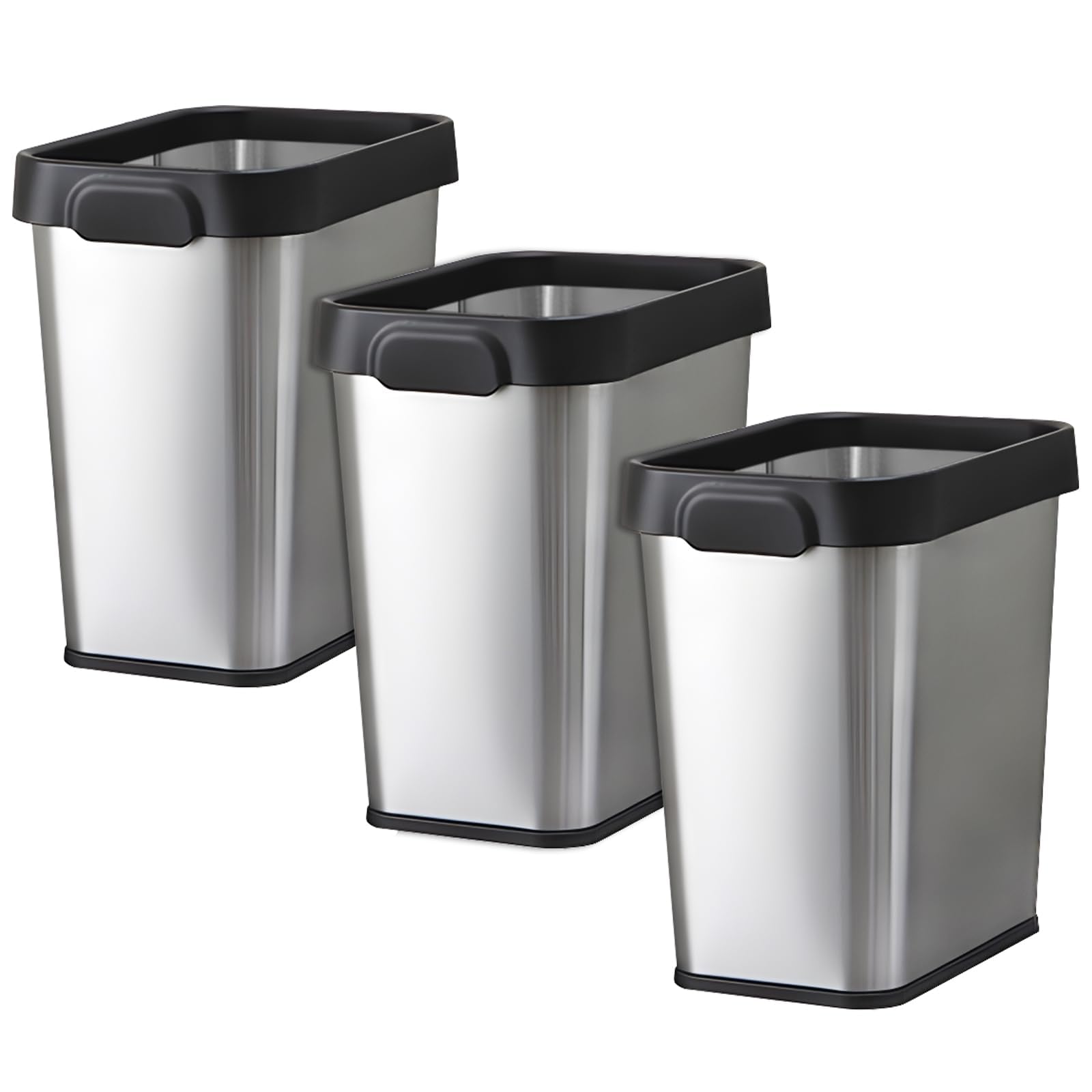 3 Pack Stainless Steel Trash Can 3 Gallon (3 Count)
