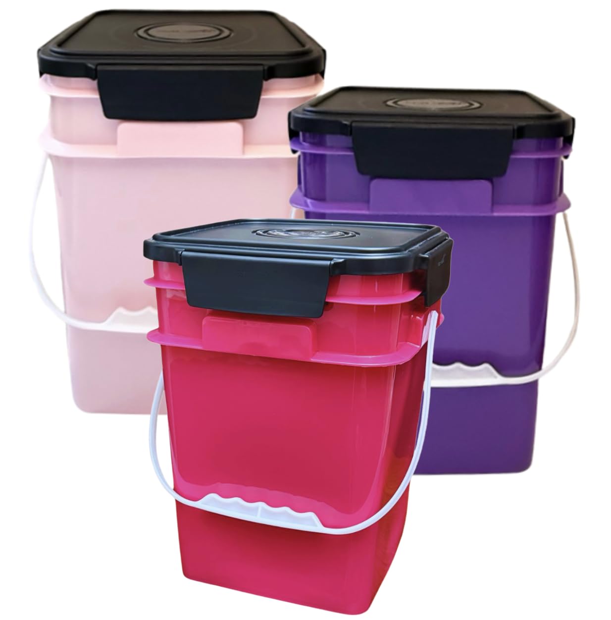 4 Gallon Square Food Grade Bucket Pail with Plastic Handles and Lid