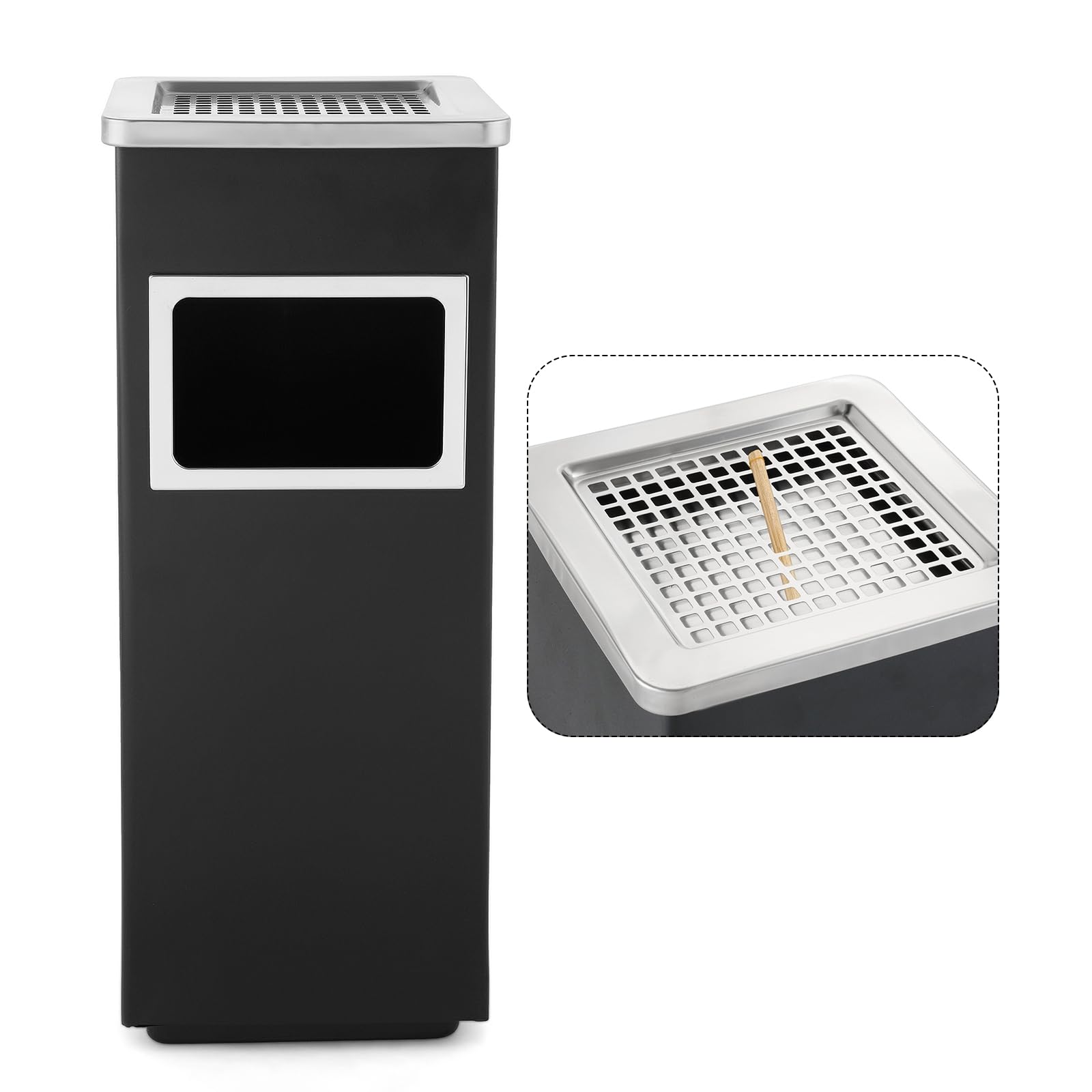 Square Stainless Steel Outdoor Trash Can