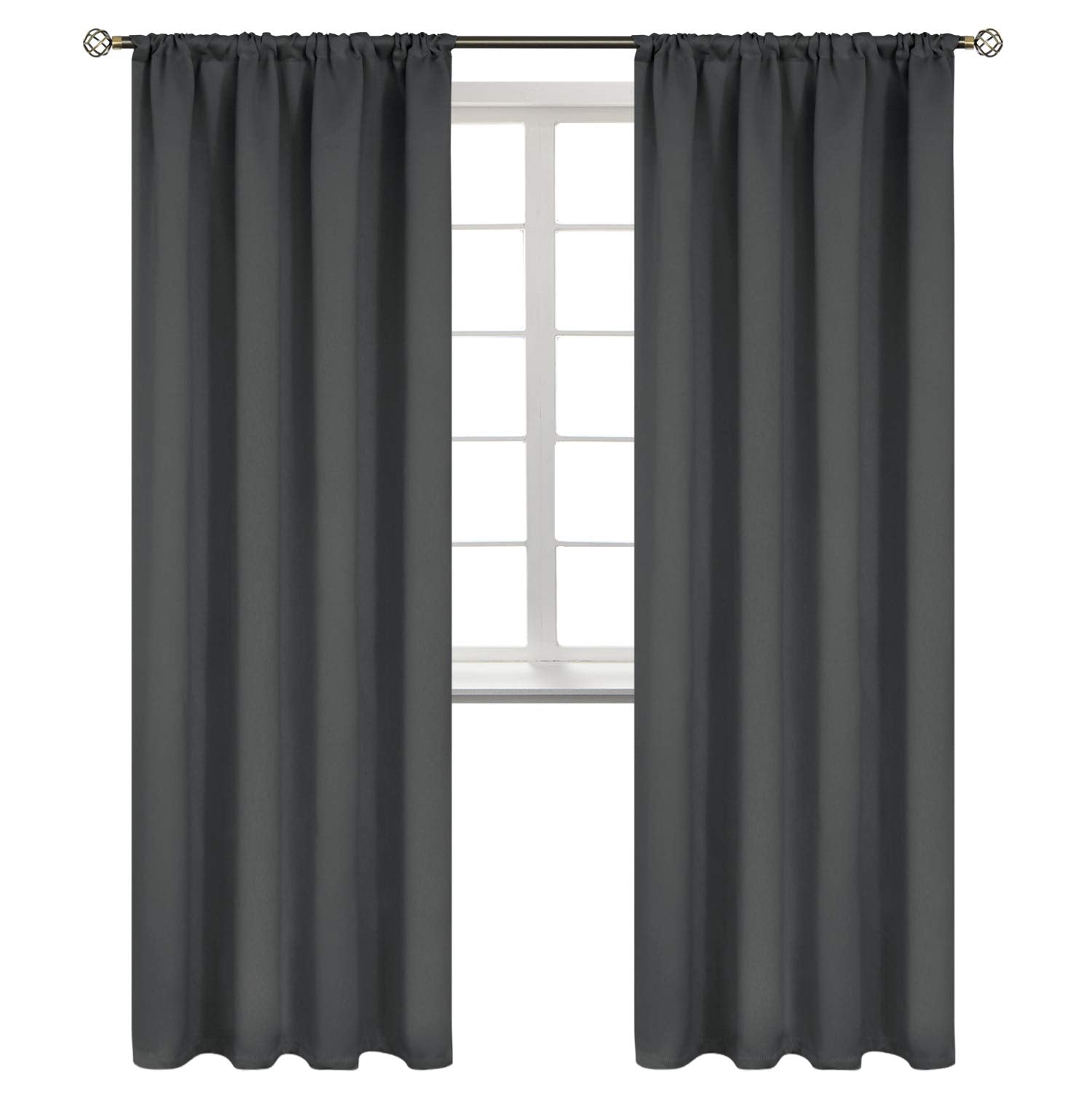 Rod Pocket Blackout Curtains for Bedroom 84 Inches Length (2 Count)